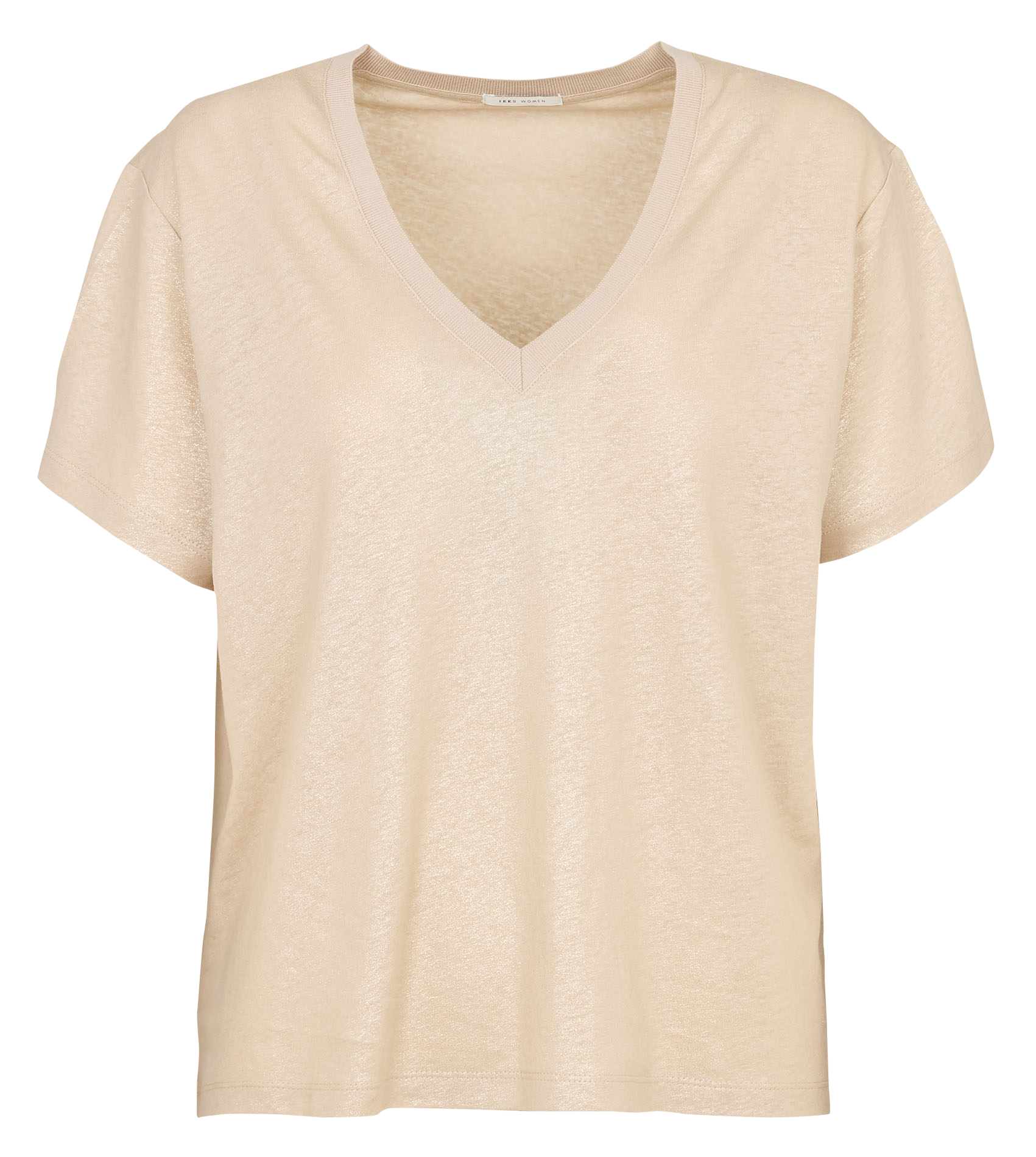 Iridescent V-neck T-shirt in blended linen IKKS Beige