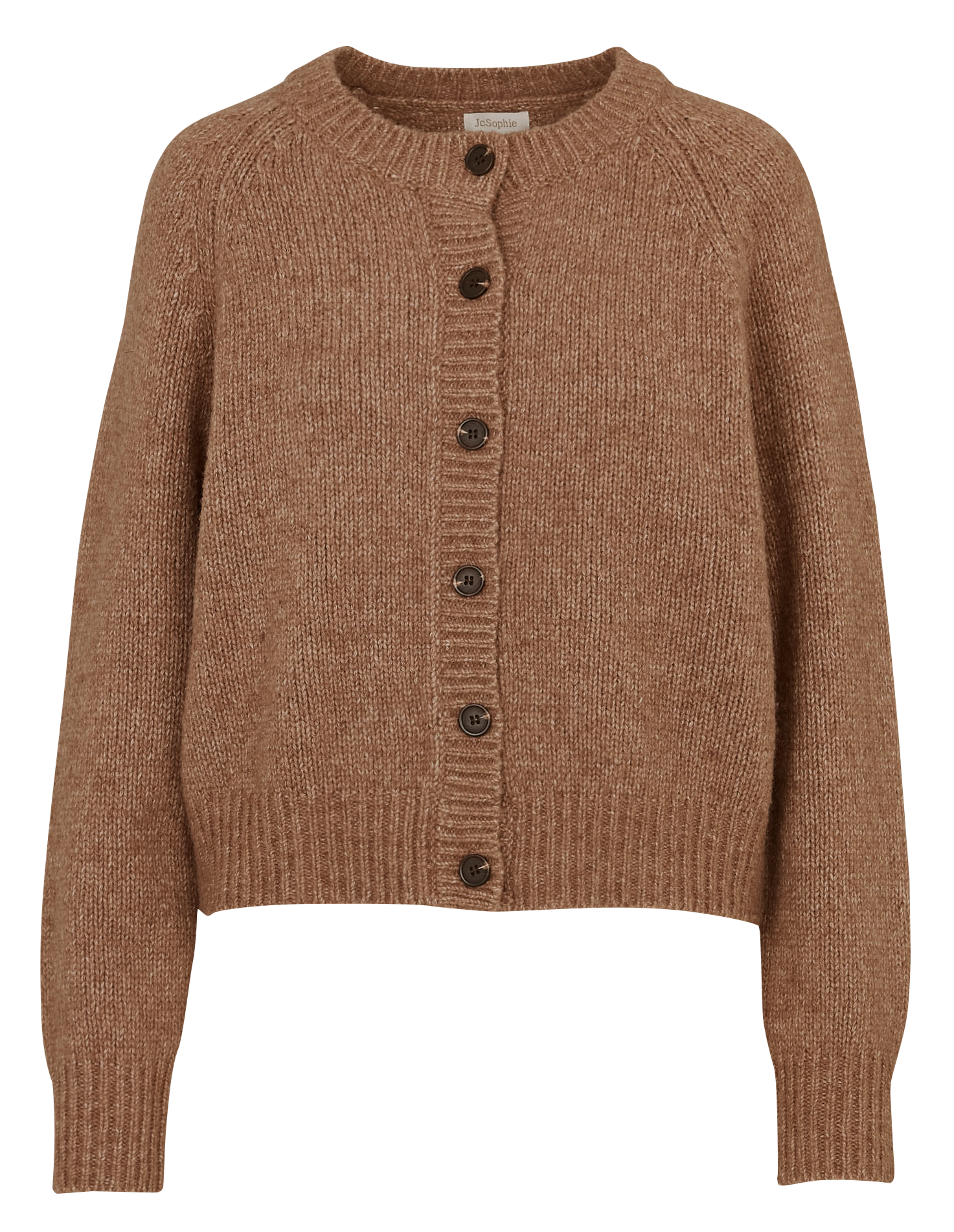 Straight buttoned cardigan in mixed wool JC SOPHIE Brown
