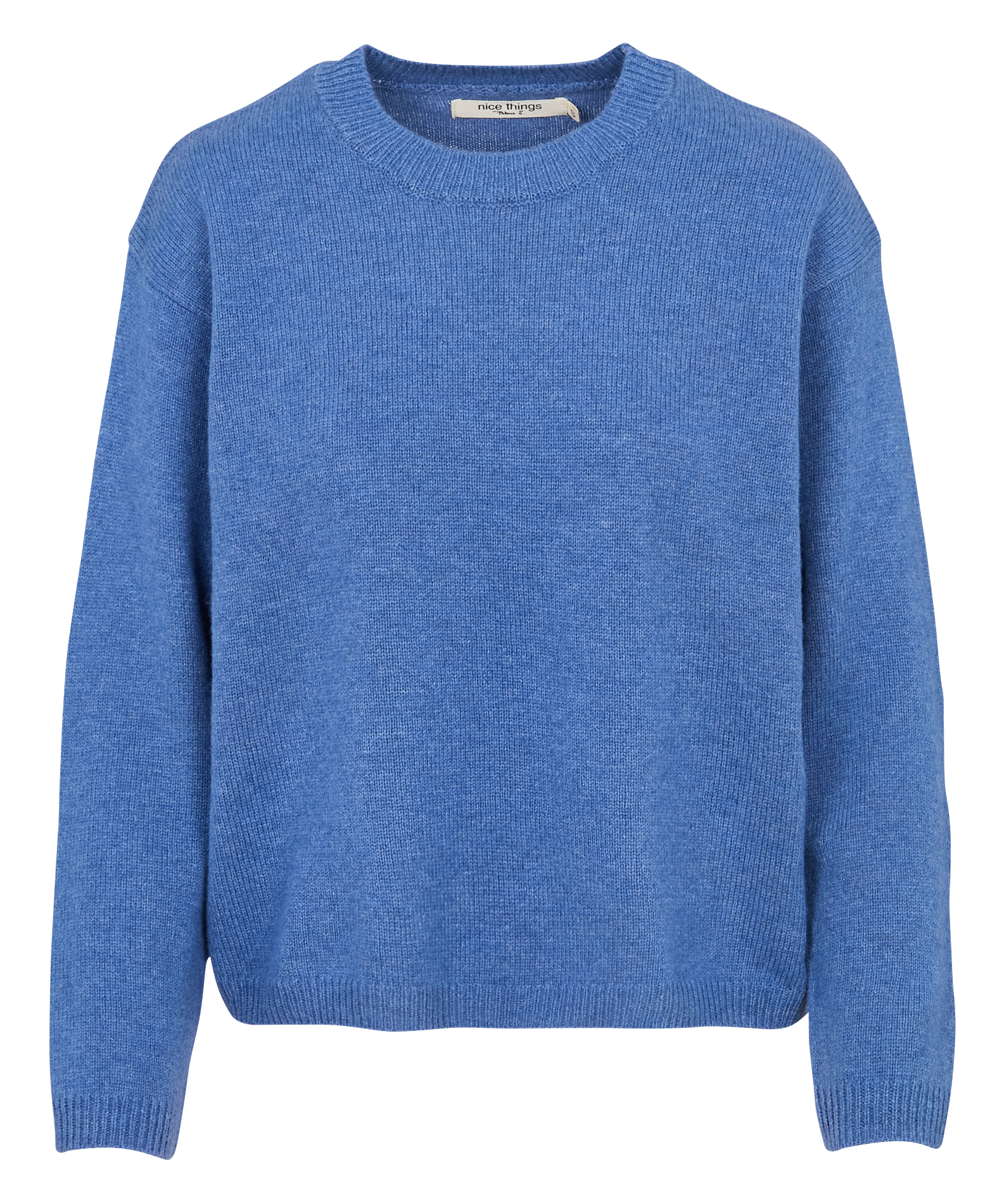 Pull ample col rond en laine mélangée NICE THINGS Bleu