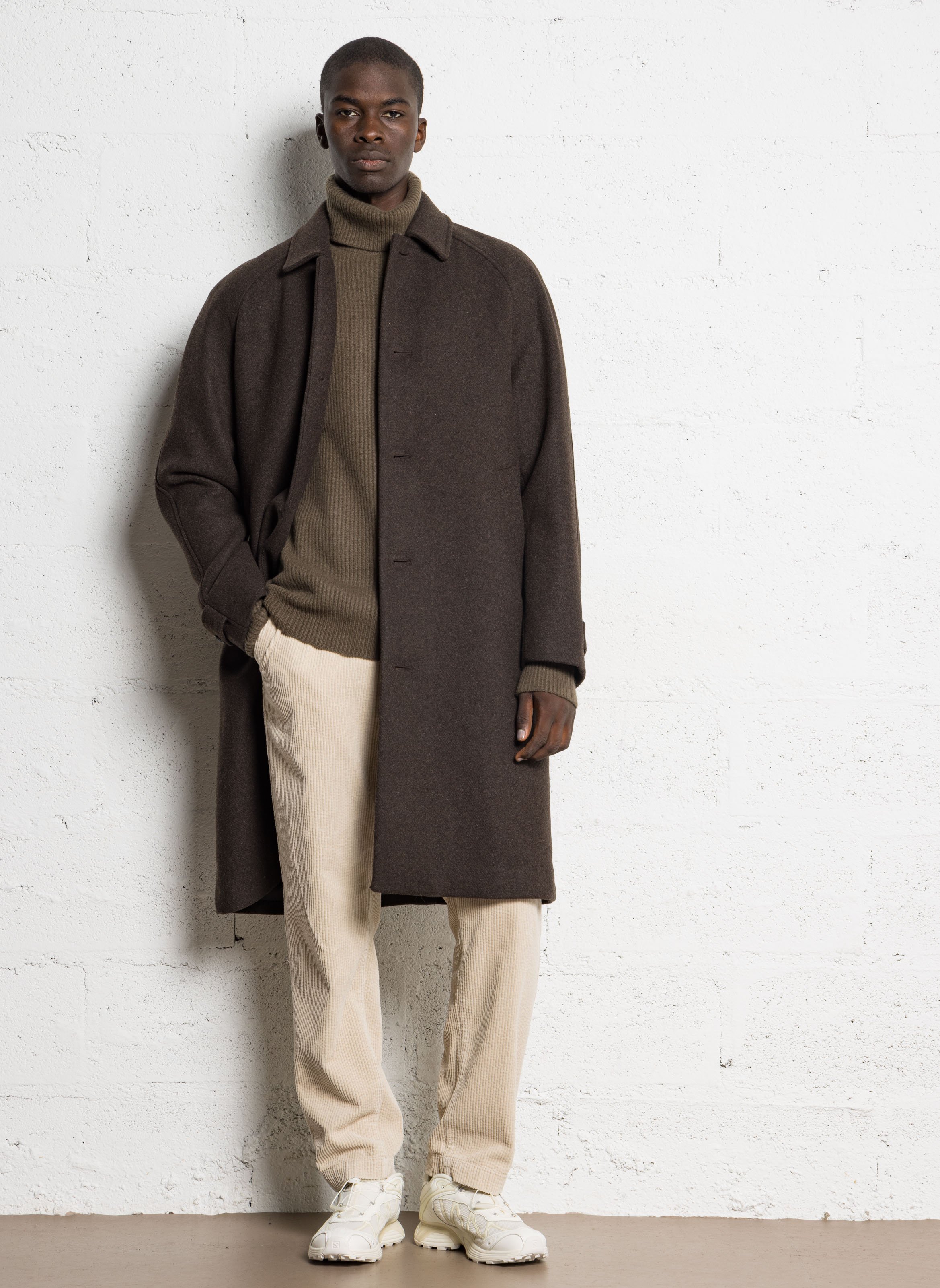 Manteau long col classique en laine mélangée LES DEUX Marron