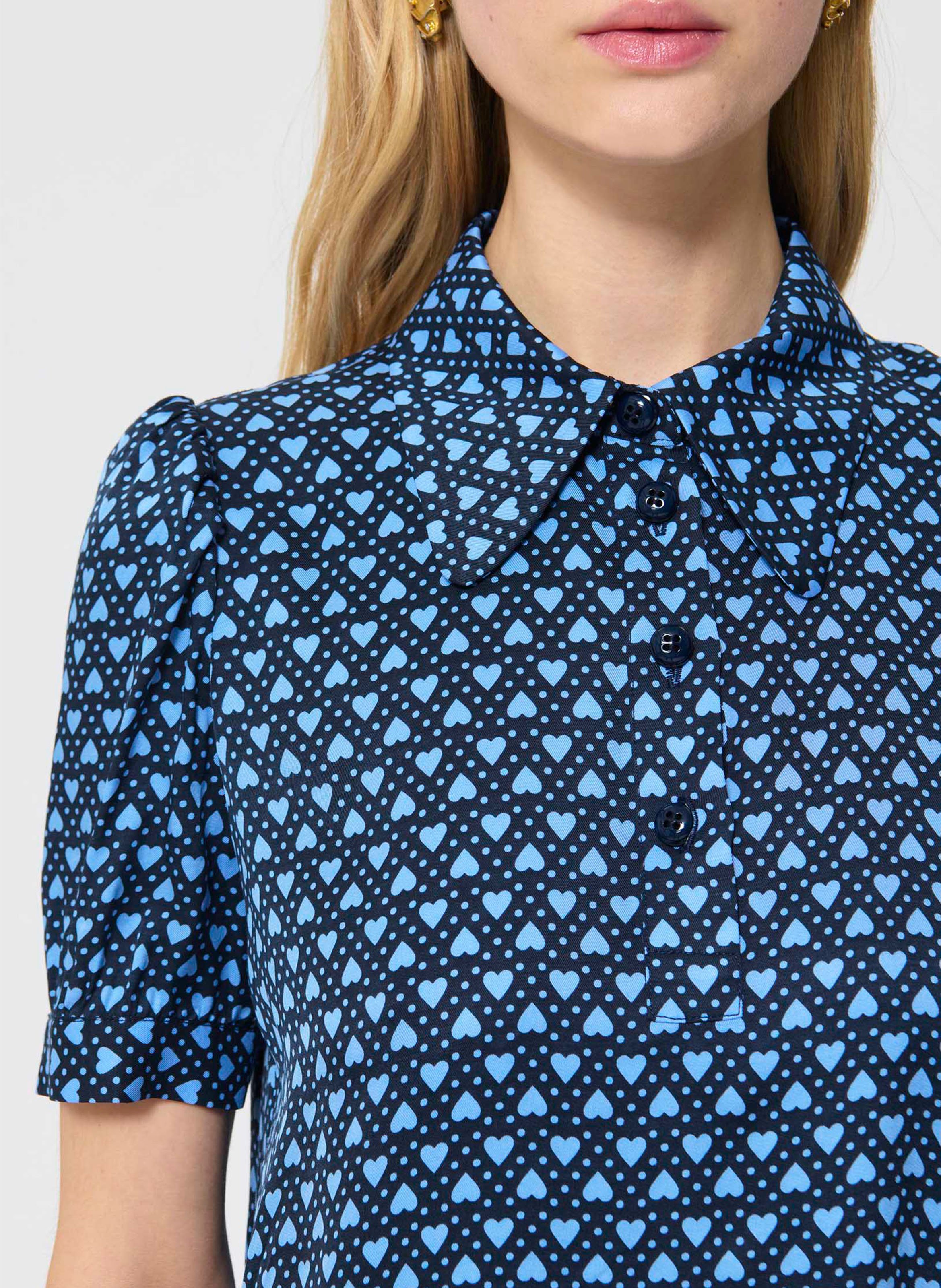 Polo a maniche corte con motivi a cuori TARA JARMON Blu