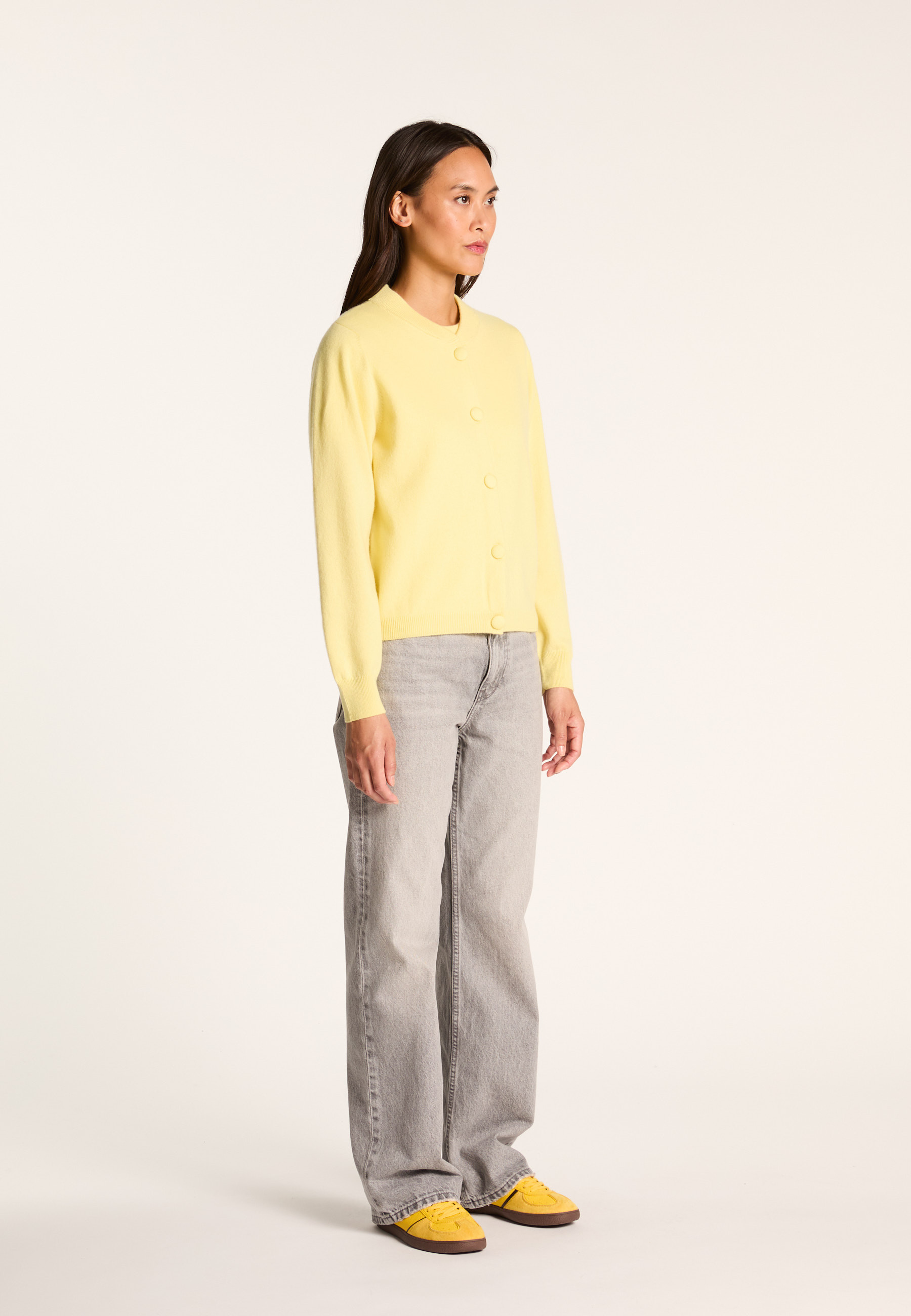 Buttoned cashmere cardigan MAISON MONTAGUT Yellow