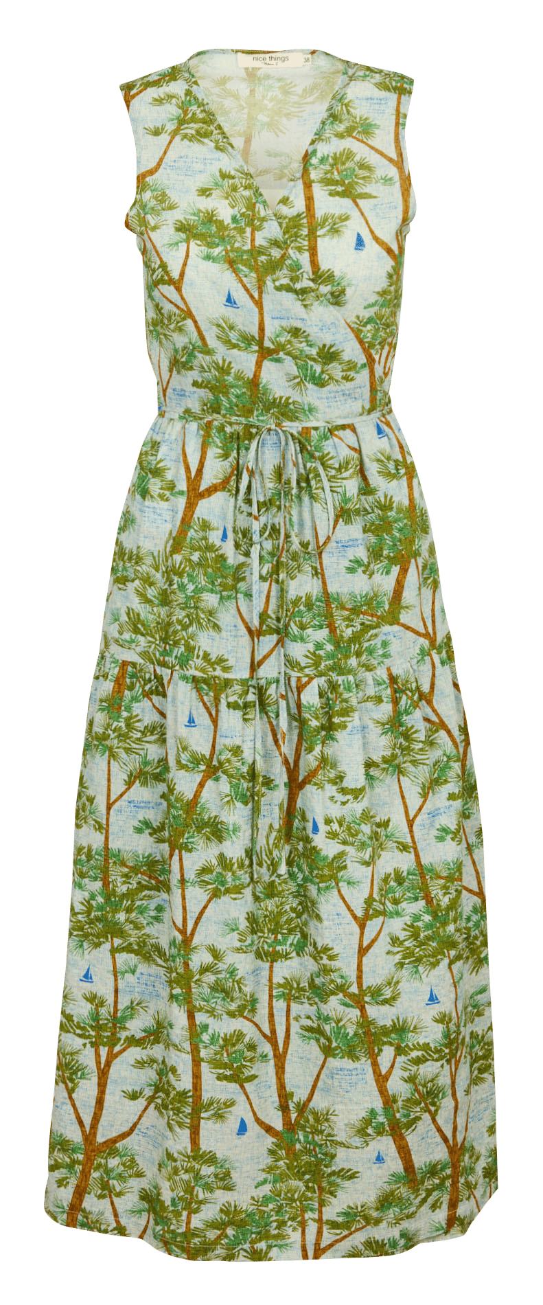 Robe sans manches cache-cœur imprimée NICE THINGS Beige