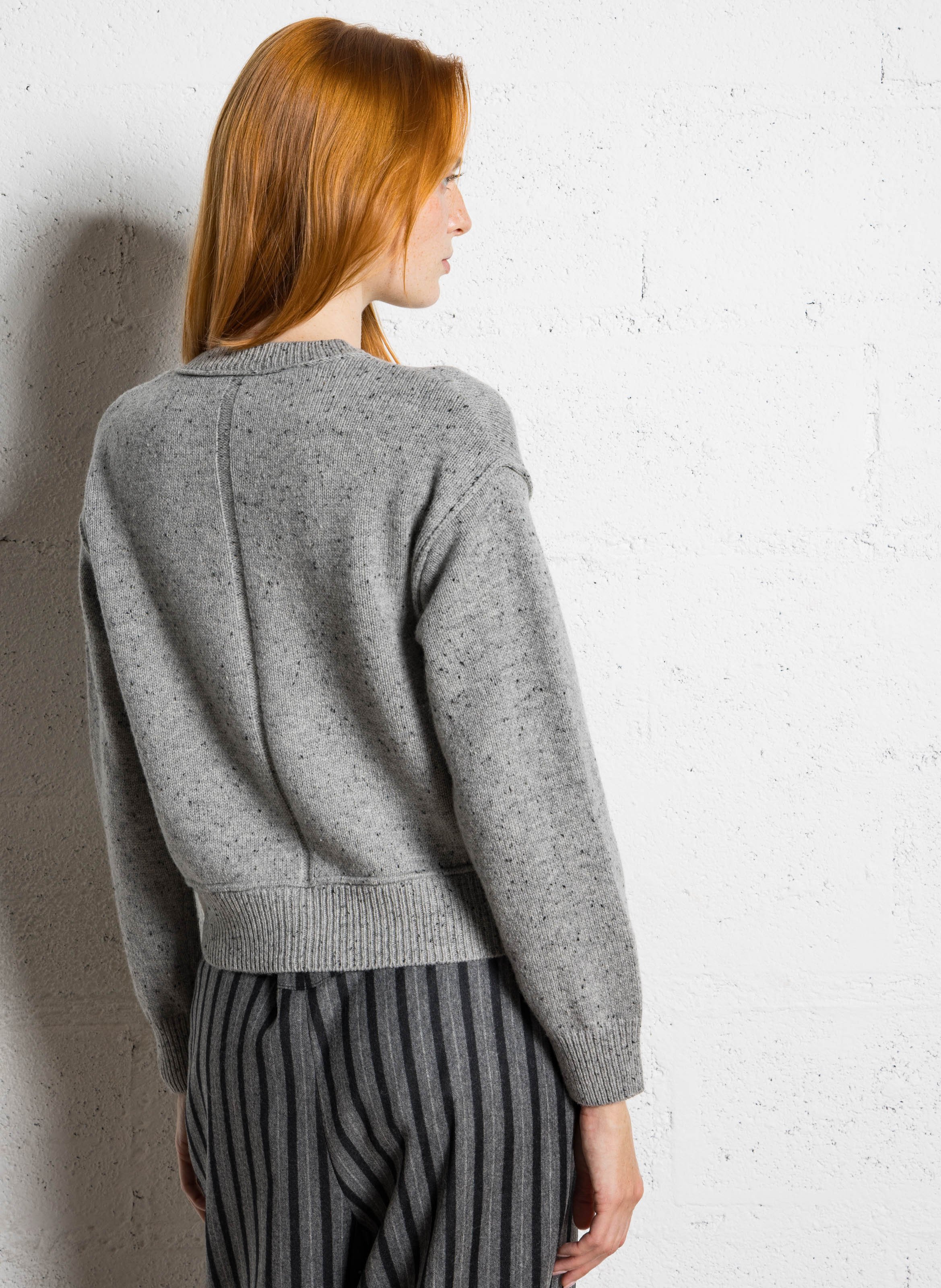 Gestippelde wollen korte cardigan MAISON 123 Grijs