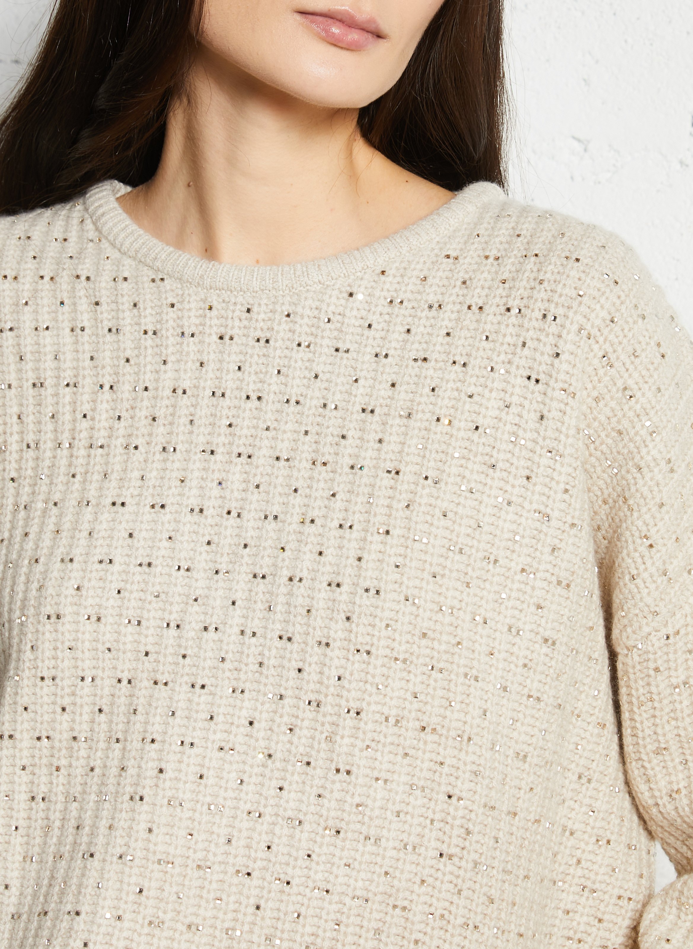 Woleg - Oversize-Wollpullover mit Rundhalsausschnitt BERENICE Beige
