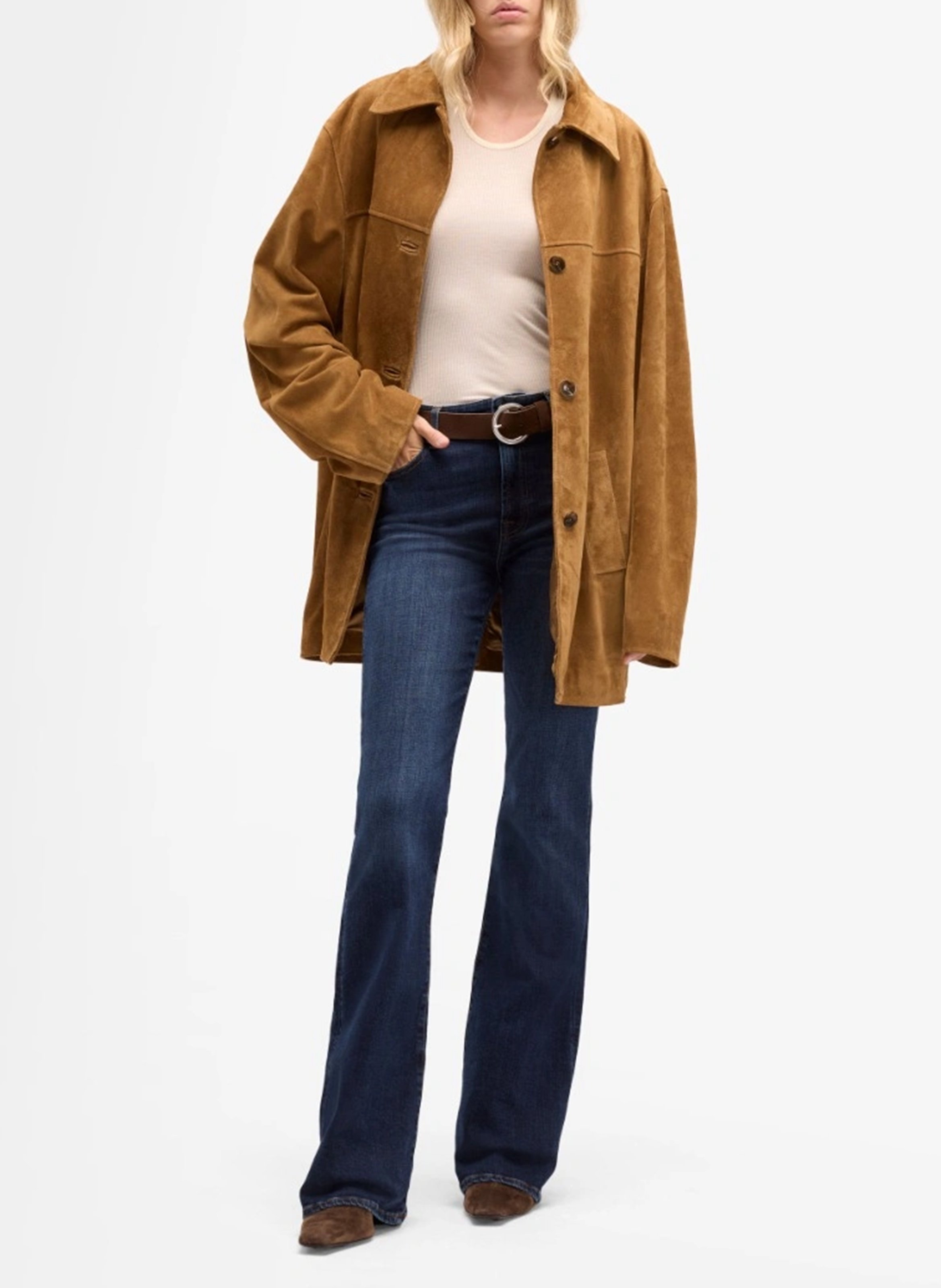 Flared jeans van ruw denim 7 FOR ALL MANKIND Blauw