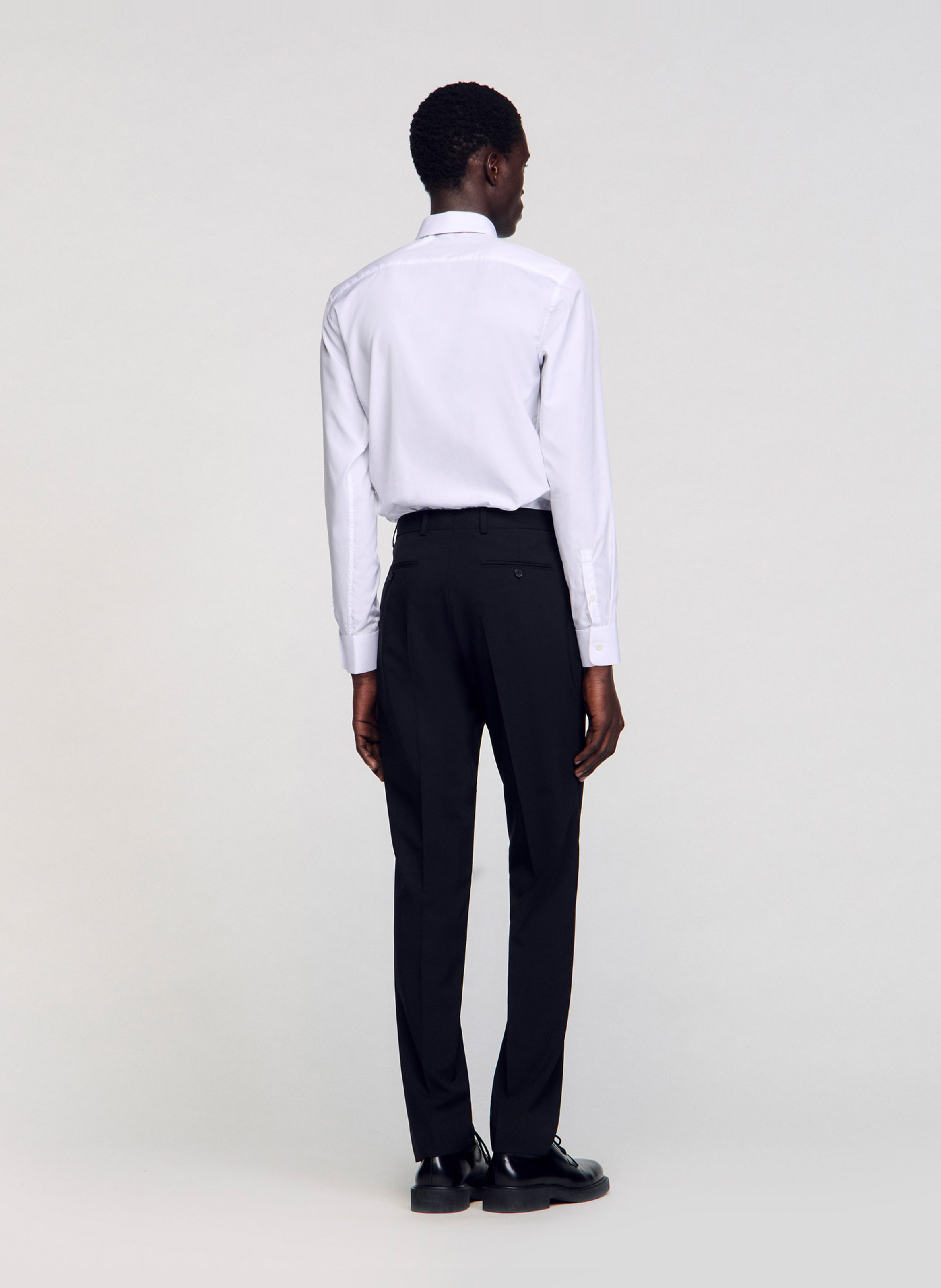 Pantalon de costume regular-fit en laine SANDRO Noir