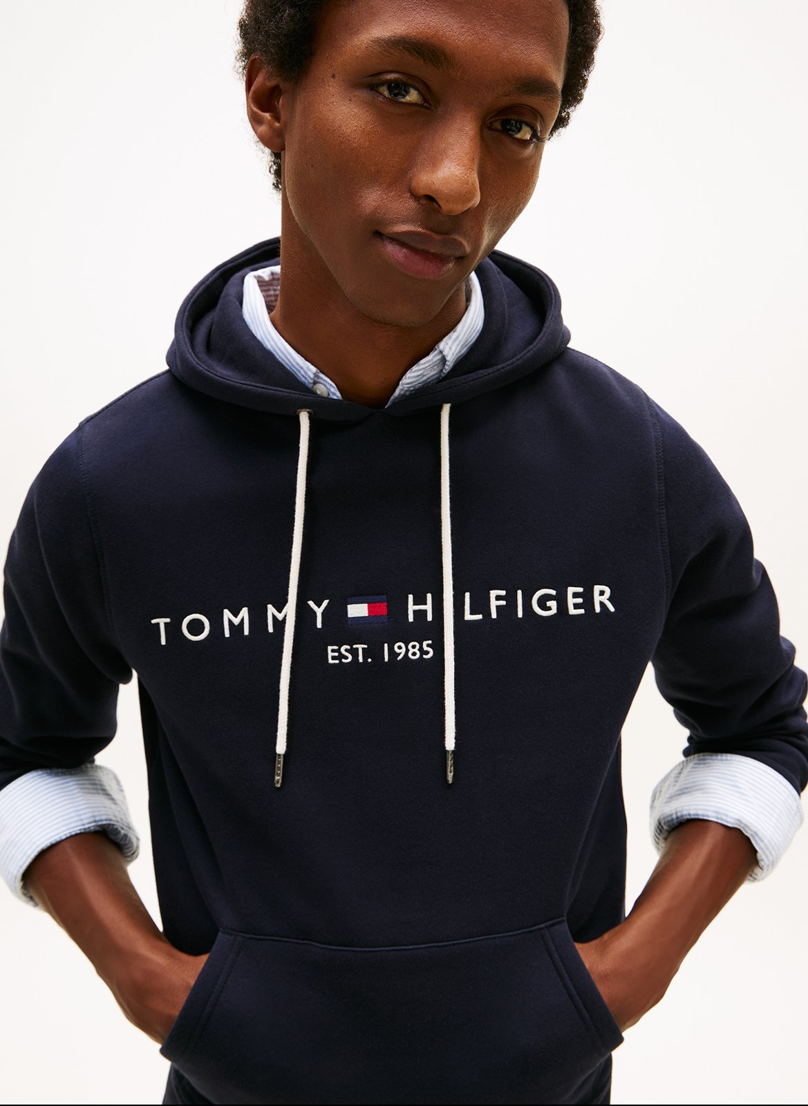 Sweat à capuche regular-fit brodé en molleton TOMMY HILFIGER Bleu