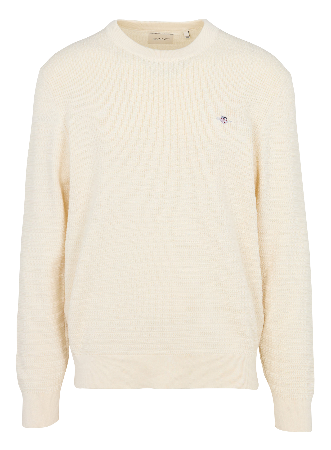 Pull droit col rond en coton bio et coton GANT Beige