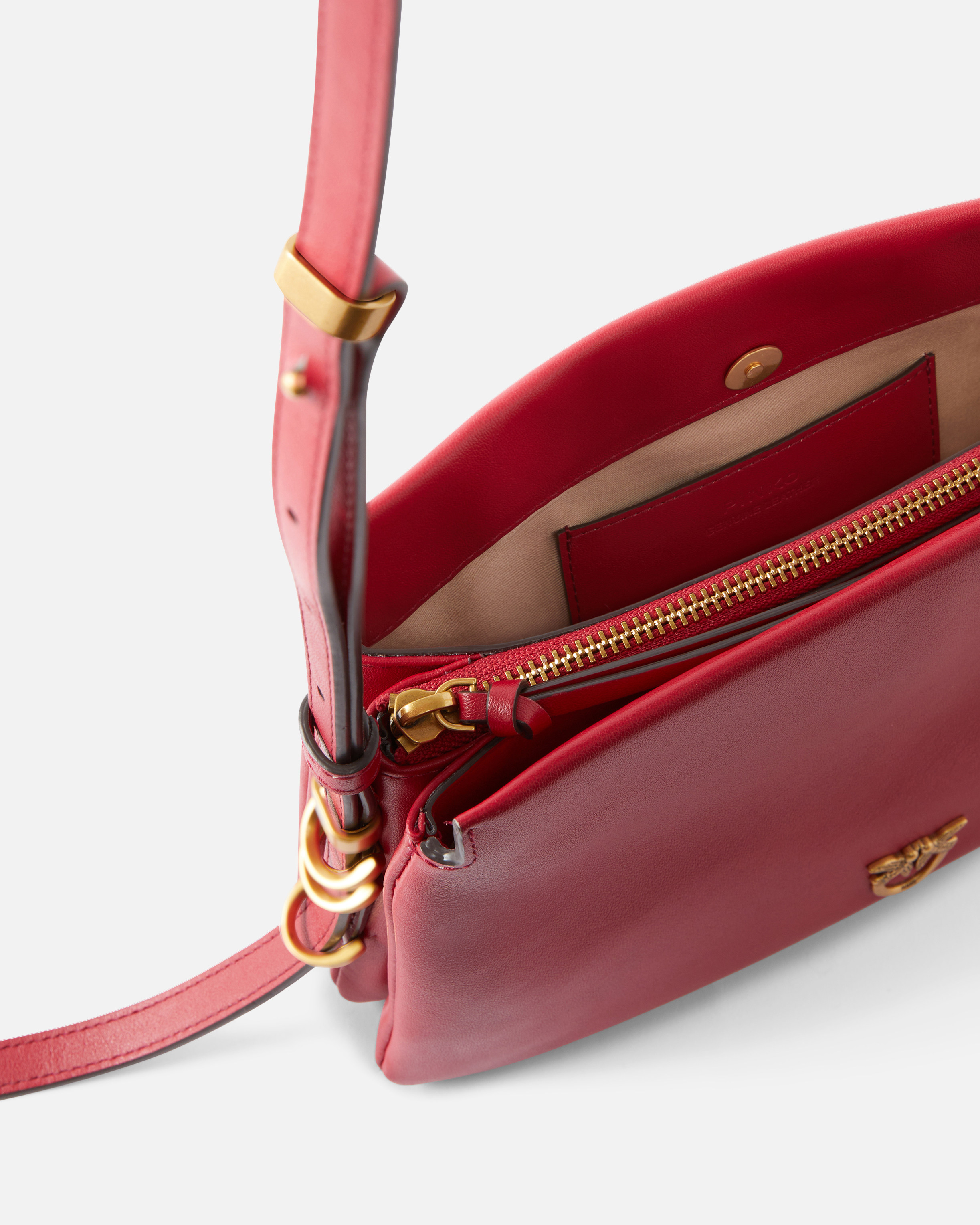 Mini one, two, three leather shoulder bag Red