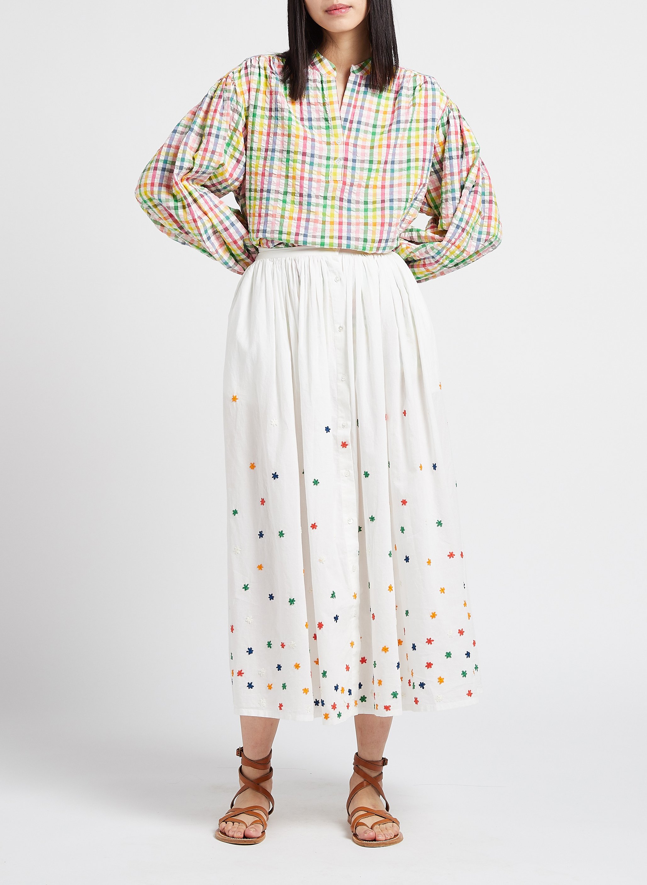 Maxirock aus Baumwolle mit Stickerei V DE VINSTER Weiss