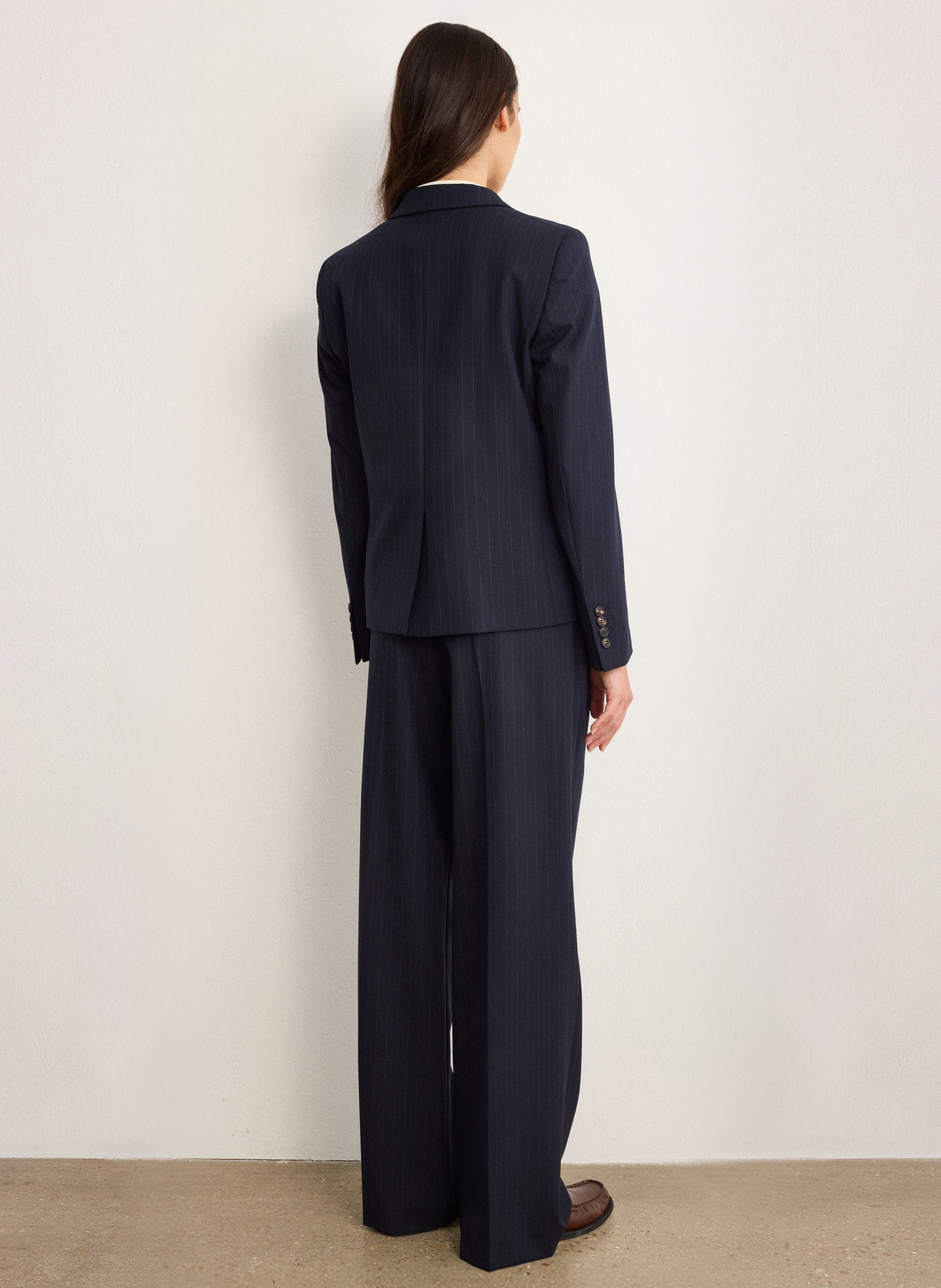 Veste tailleur droite à rayures PABLO Bleu