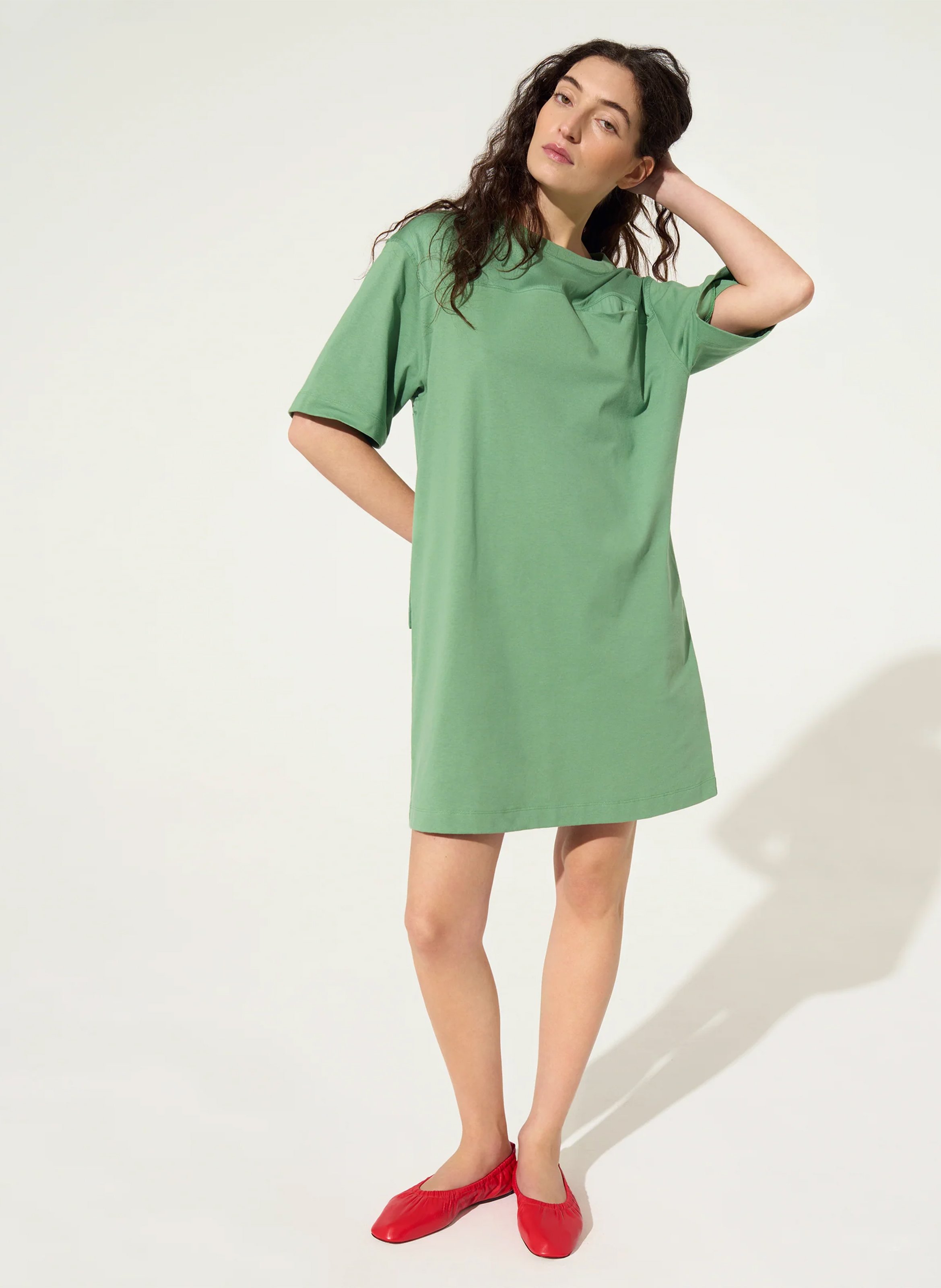 Robe courte col rond en coton bio ACOTE Vert
