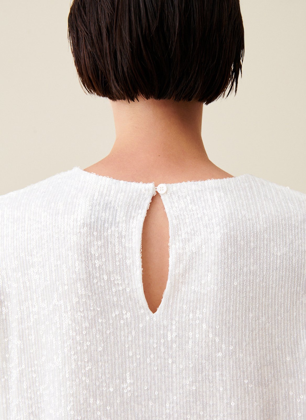 Robe courte col rond à sequins  CLAUDIE PIERLOT Beige