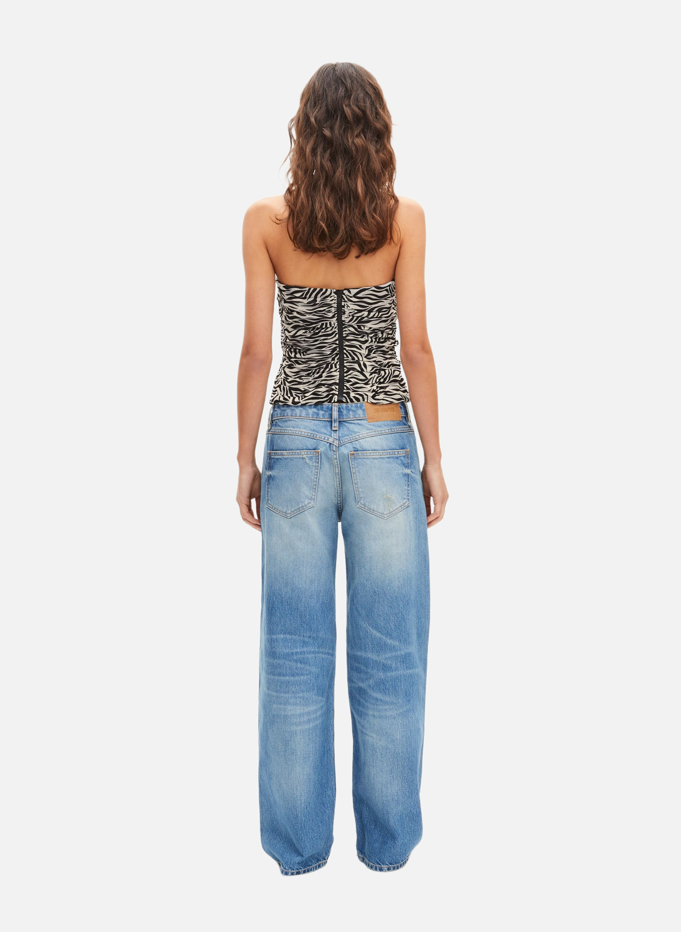 Ruched Printed Bustier Top THE KOOPLES Black