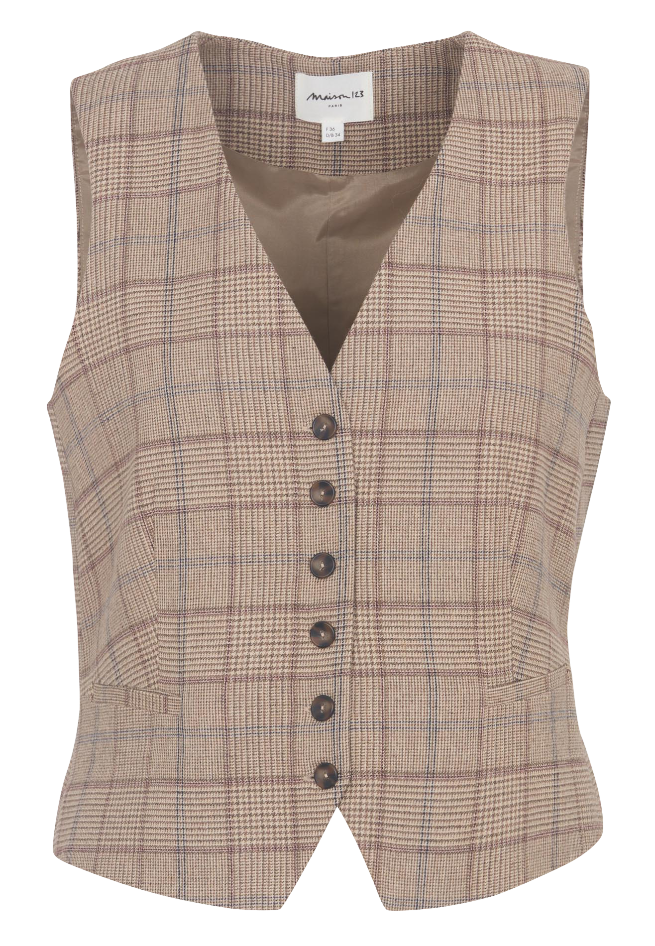 Getailleerd geruit colbertvest MAISON 123 Beige