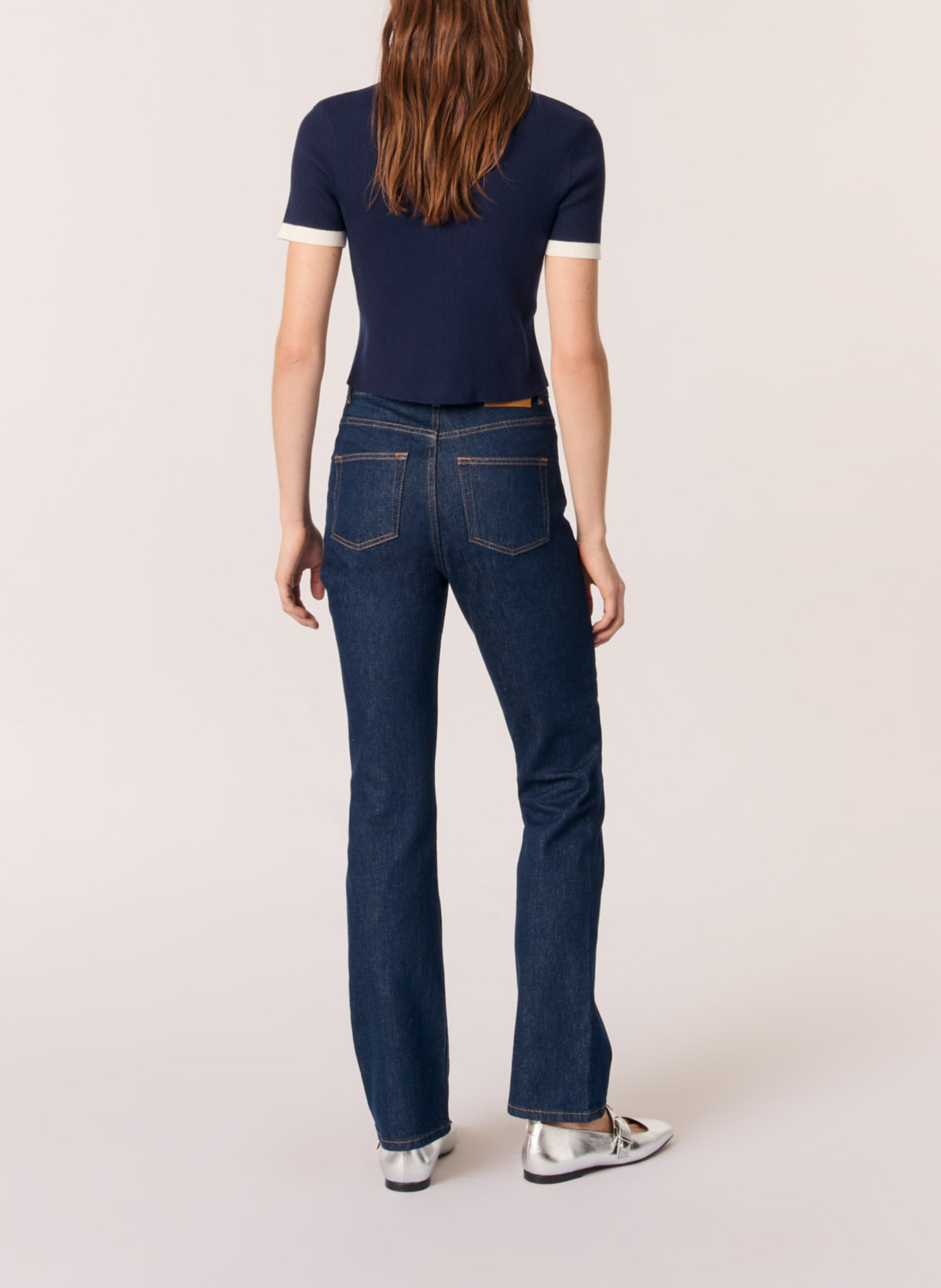 Top col rond en coton mélangé MAJE Bleu