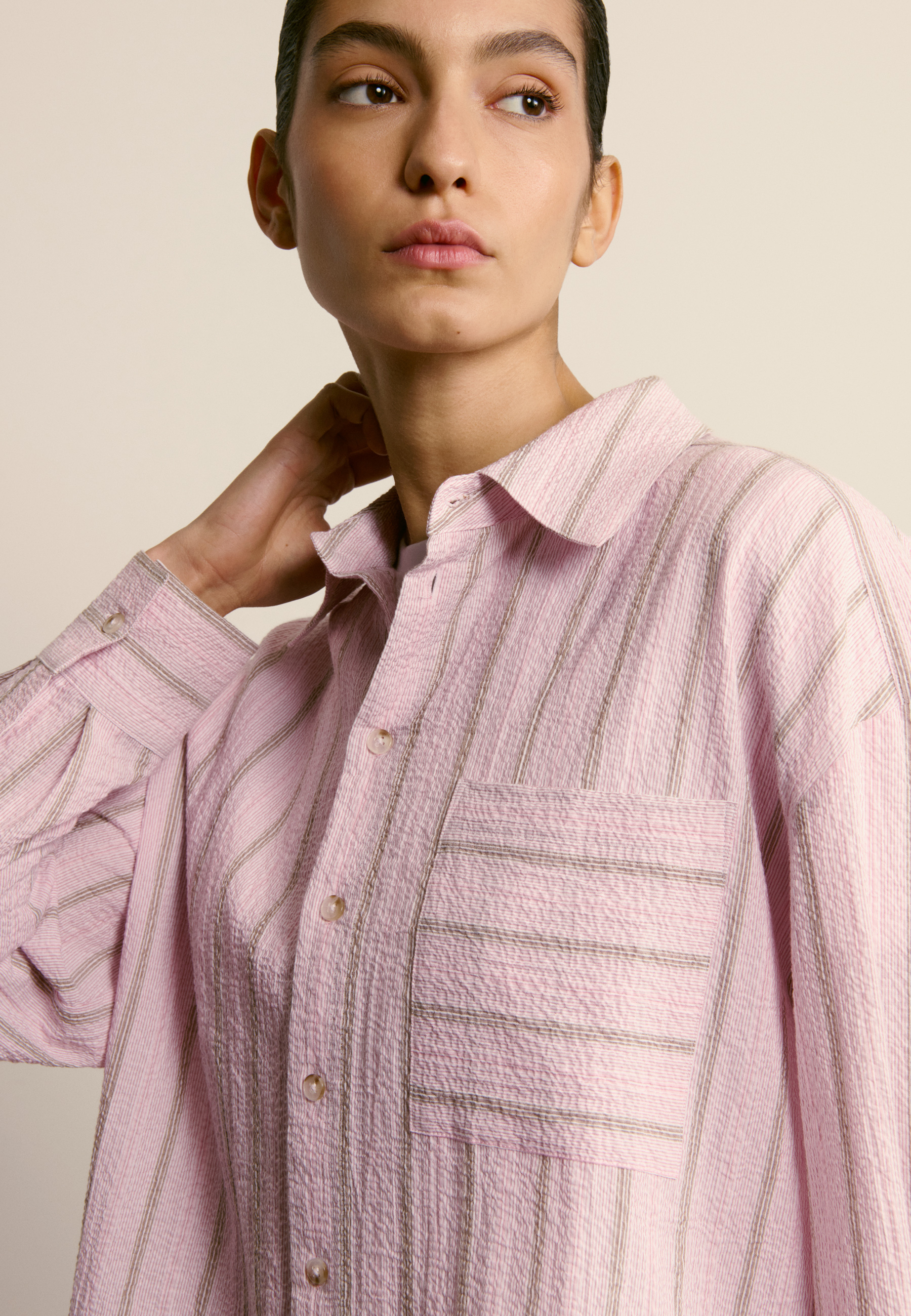 Striped cotton shirt MAISON MONTAGUT Pink