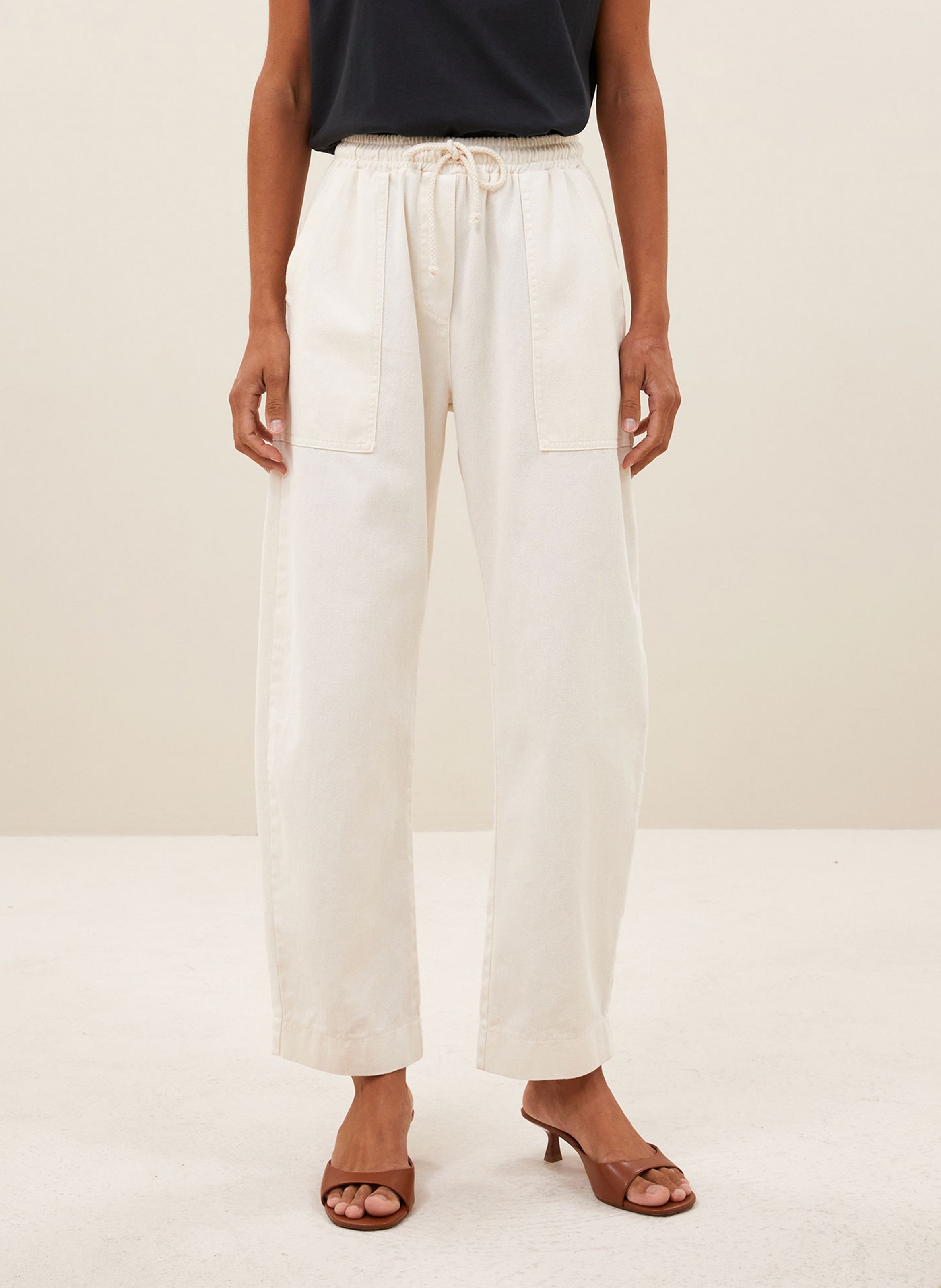 Katoenen straight fit pantalon BY BAR Wit