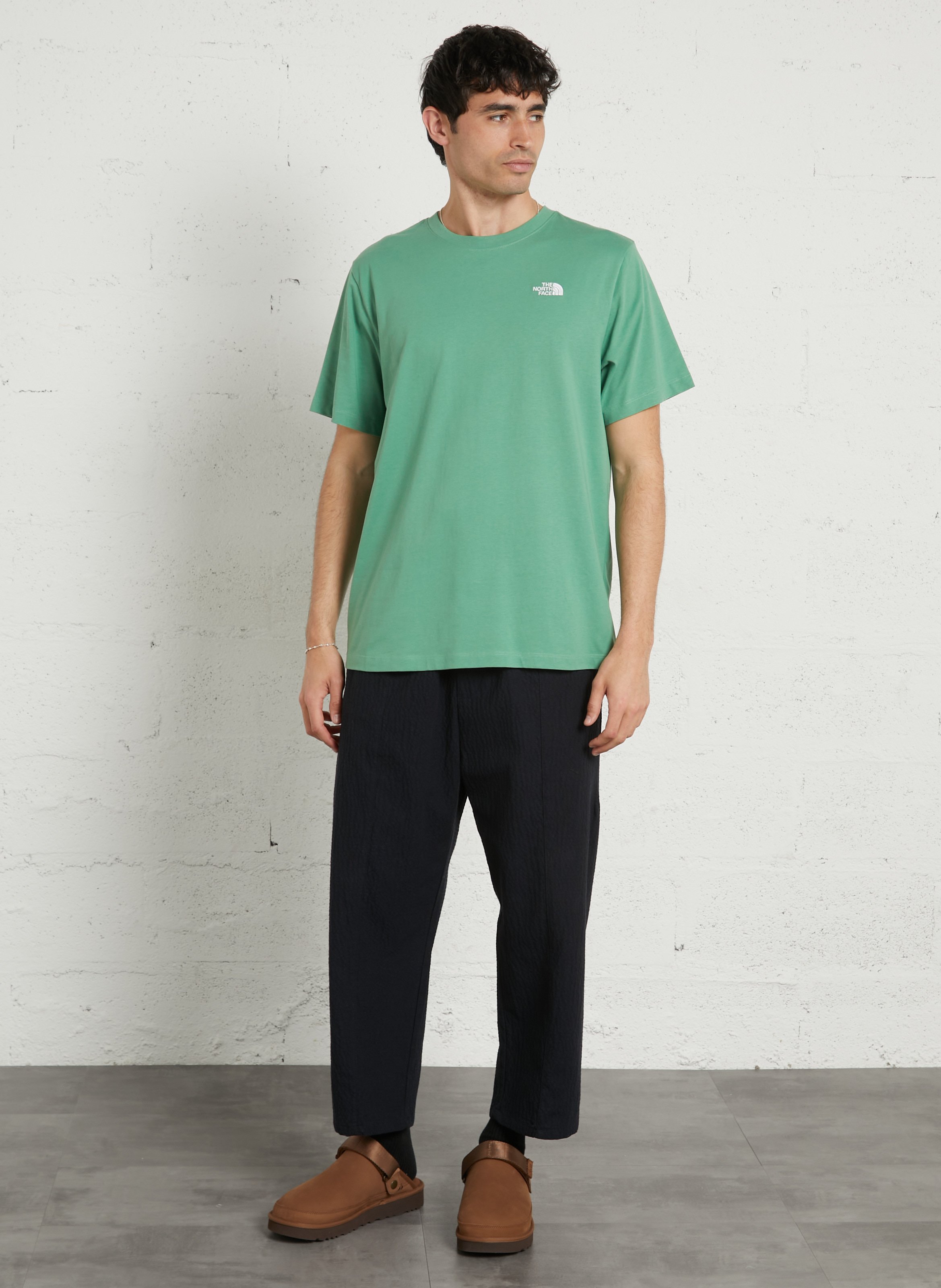 Tee-shirt droit col rond brodé en coton THE NORTH FACE Vert