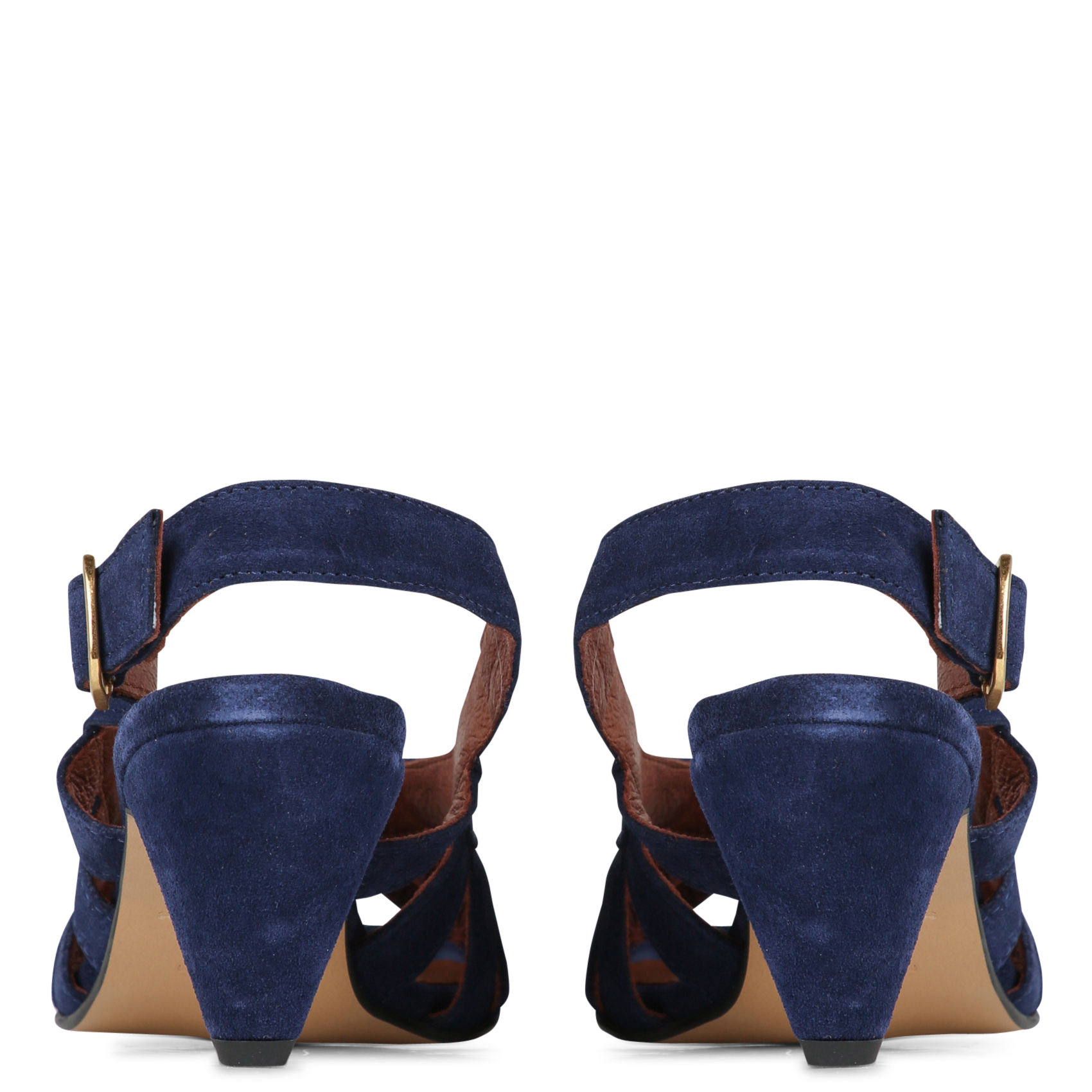 Sandales à talon en cuir velours ANONYMOUS COPENHAGEN Bleu