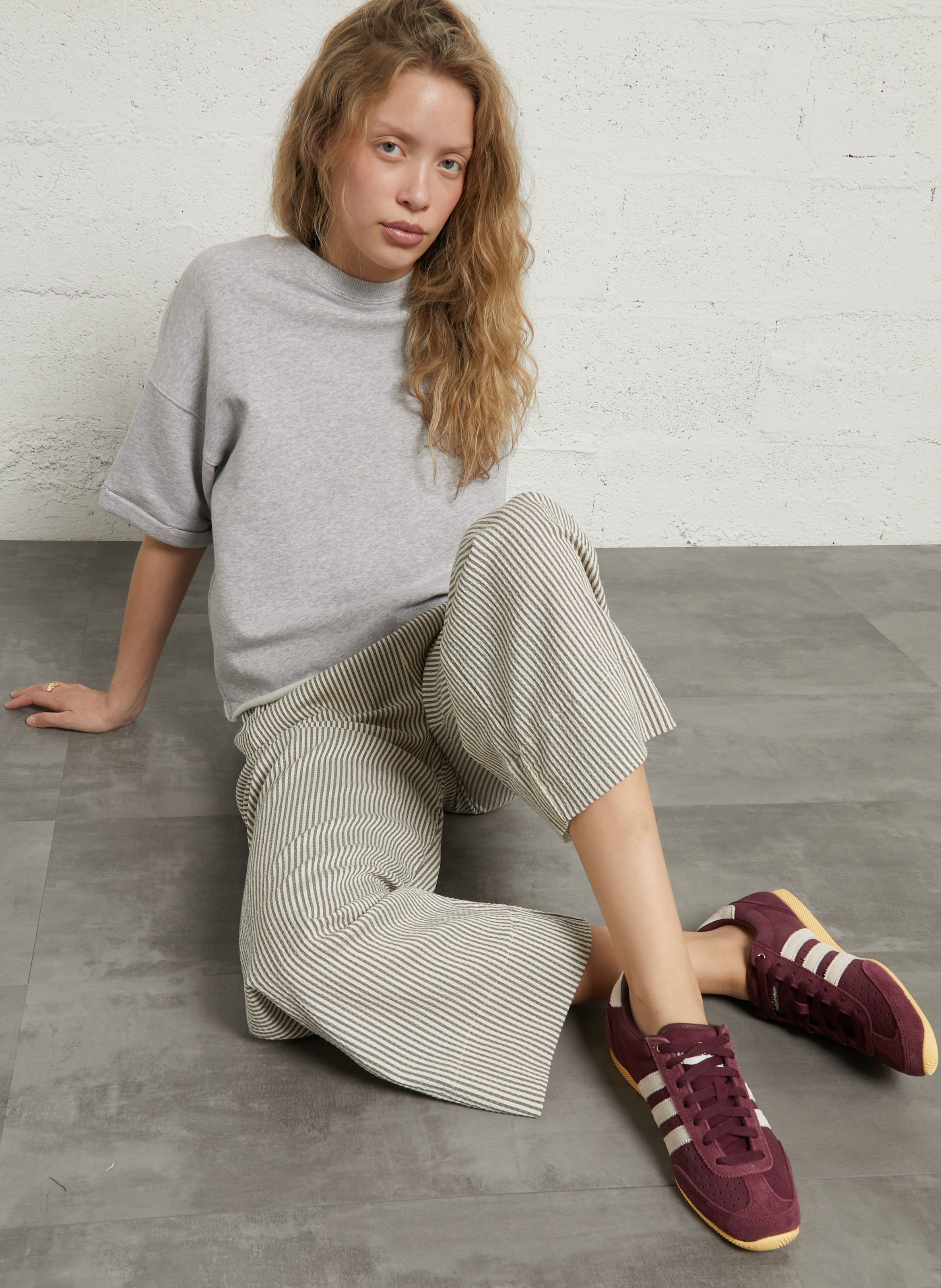 Oversized cotton-blend sweatshirt with round neck HOD PARIS Grey