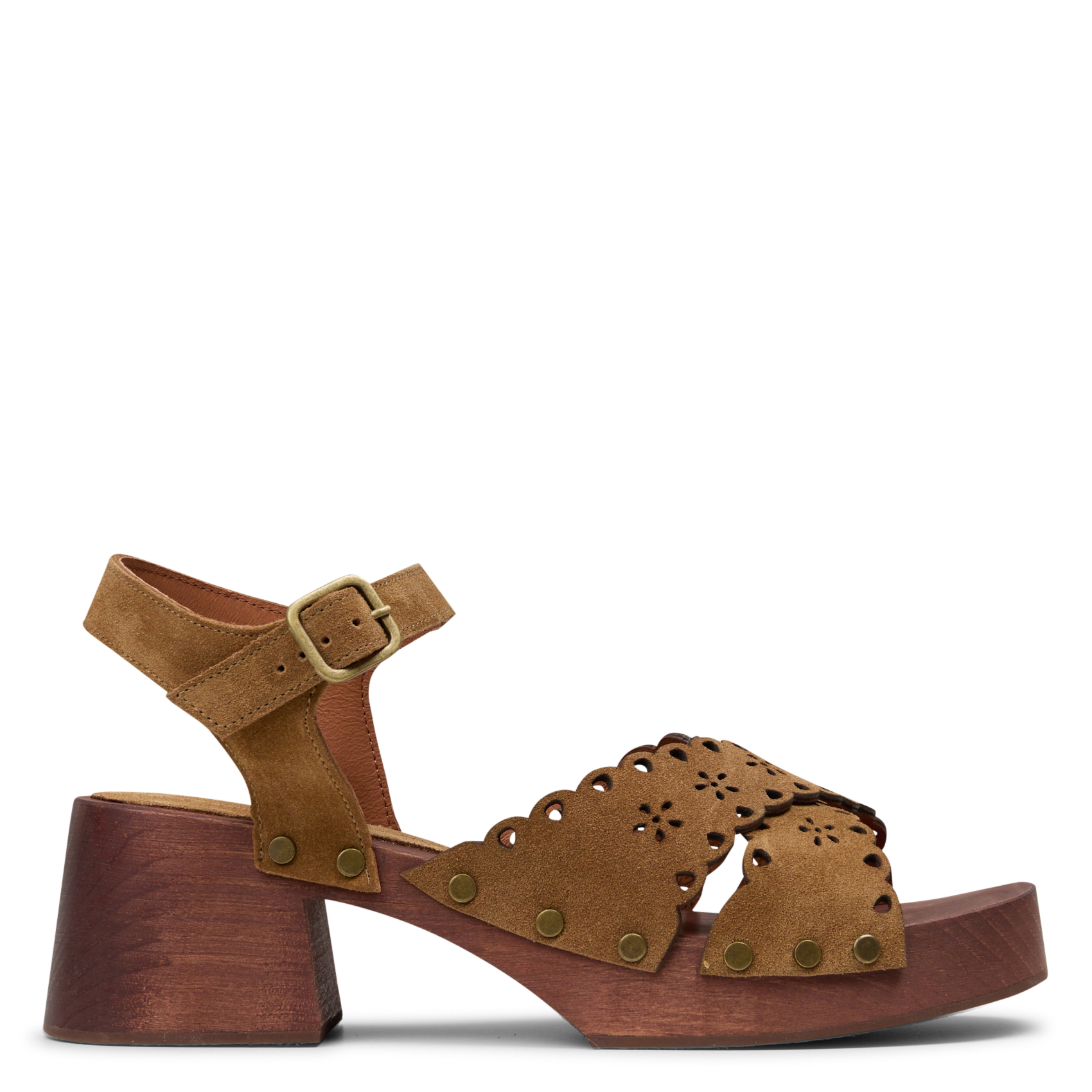 Sandalias de tacón con tiras de ante. MELLOW YELLOW Marron