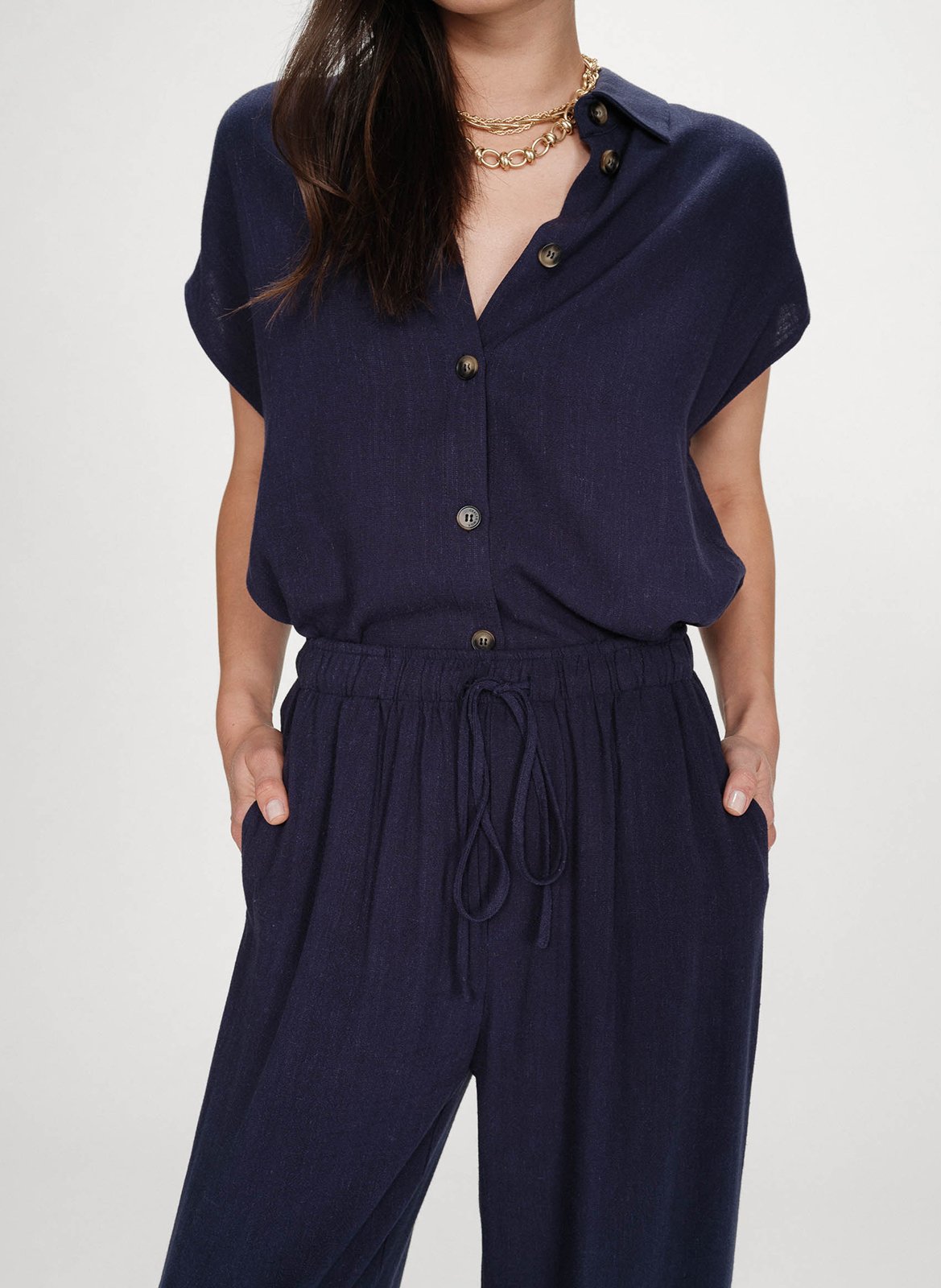 High-waisted solid color trousers GRACE ET MILA Blue