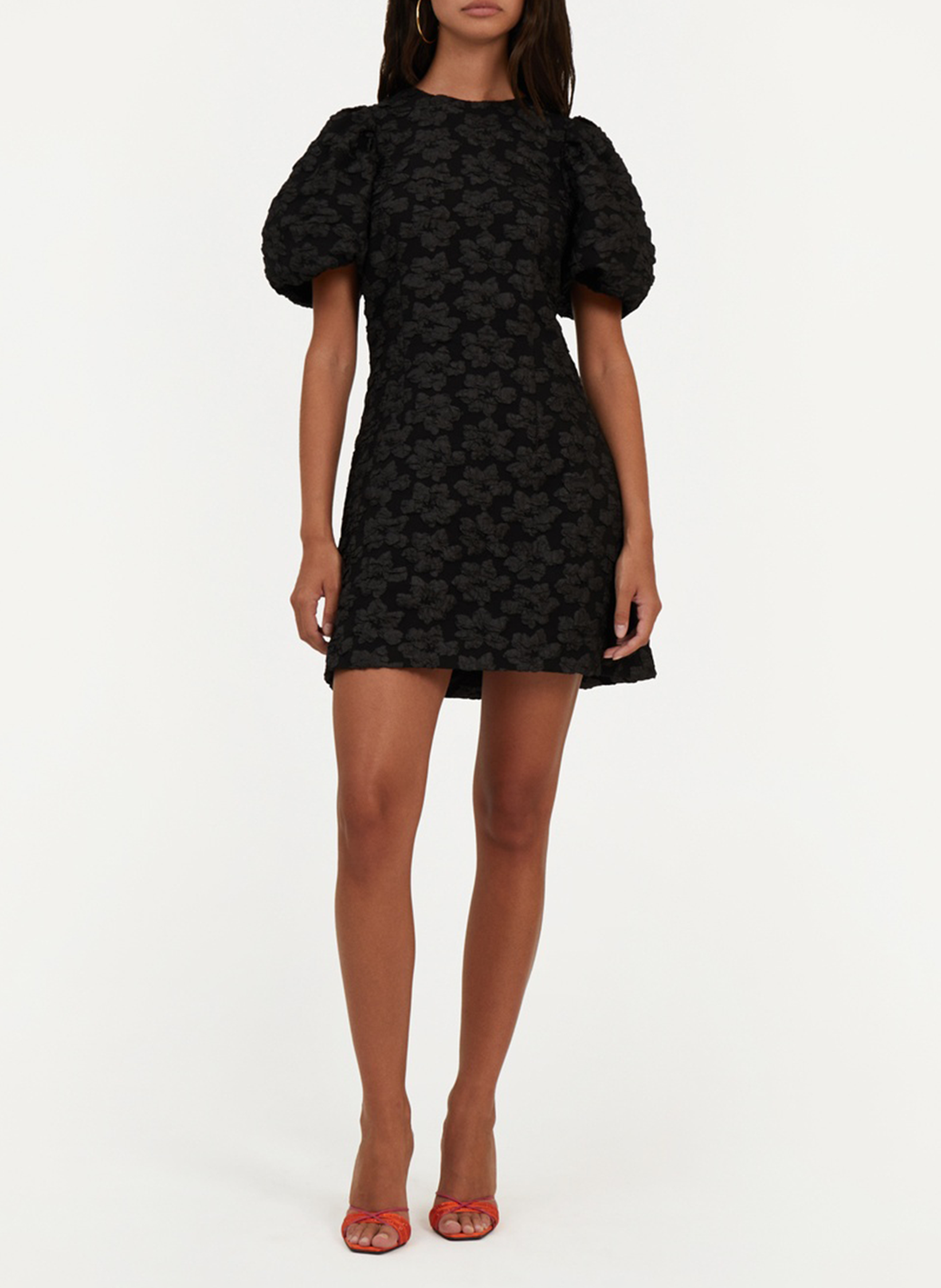 Short dress in printed jacquard fabric ROTATE Black