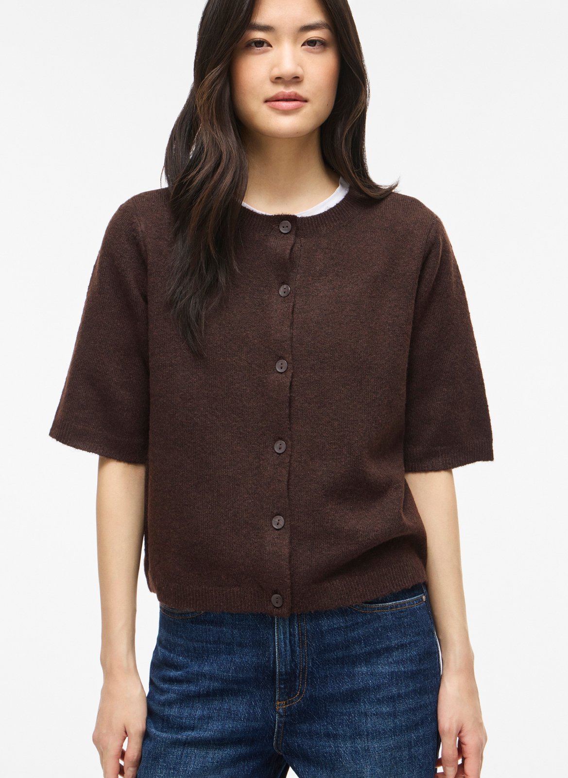 Gilet col rond VILA Marron