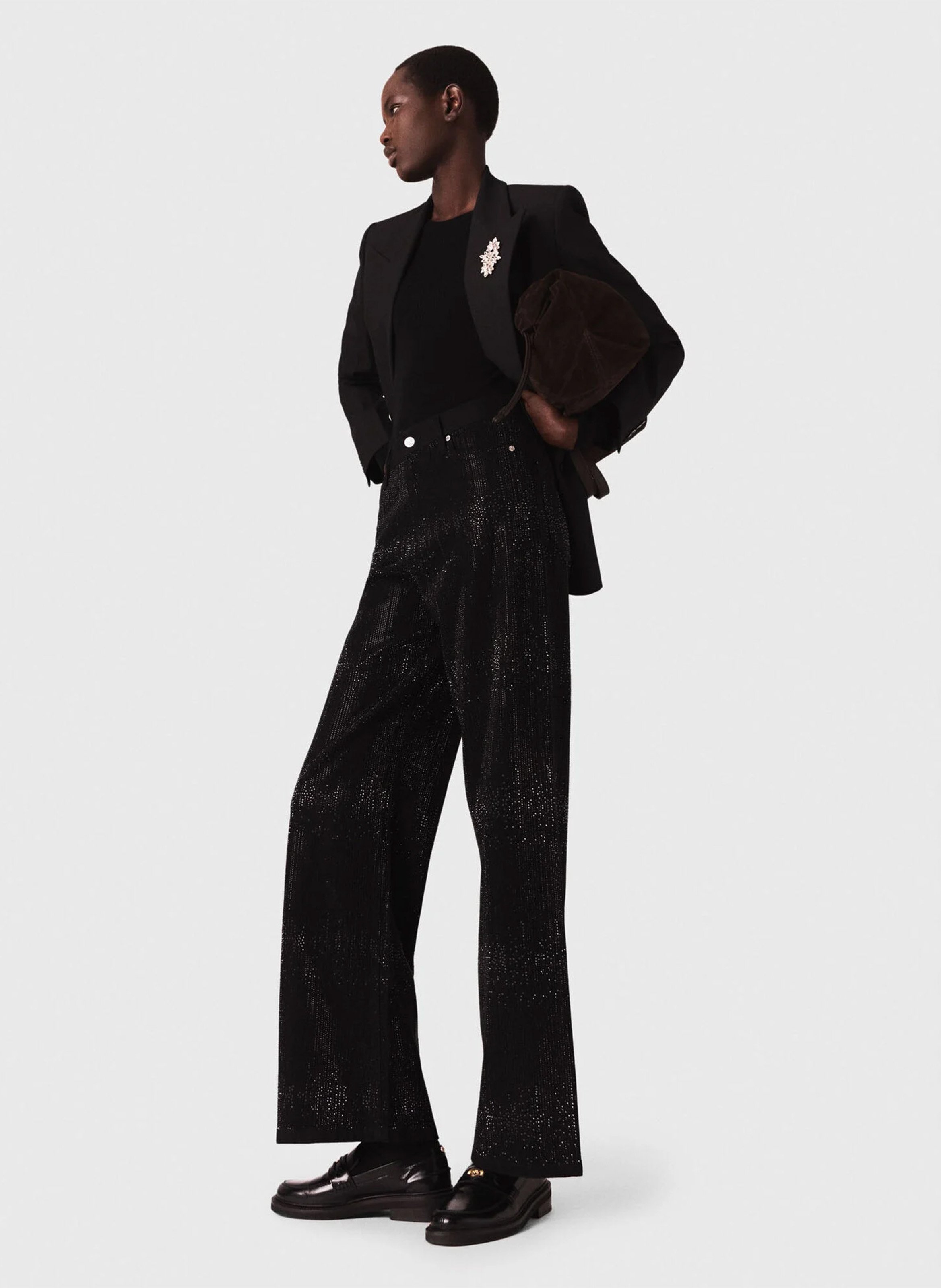 Jean large taille haute MAJE Noir