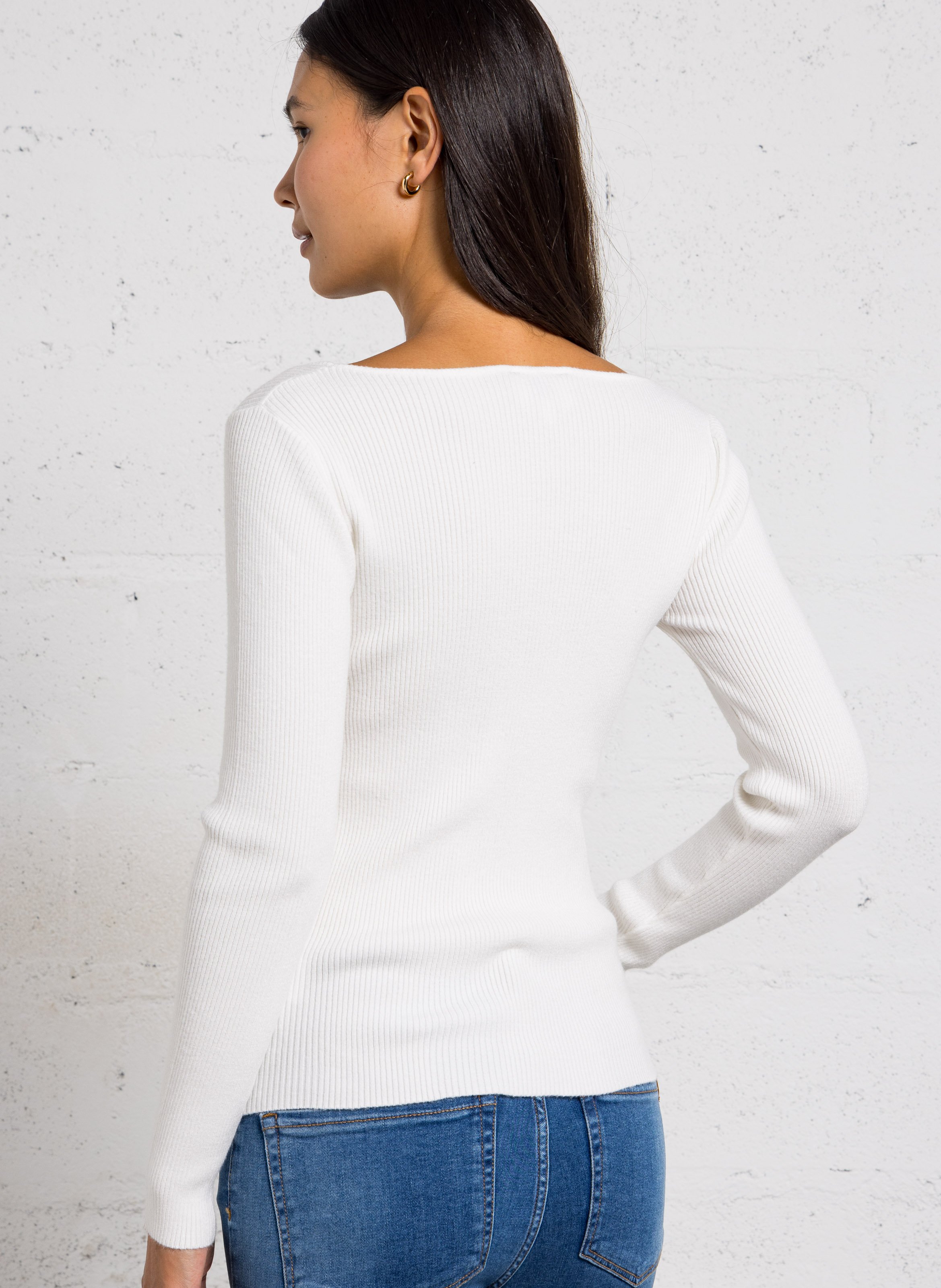 Aansluitende geribbelde trui met bit LA PETITE ETOILE Beige