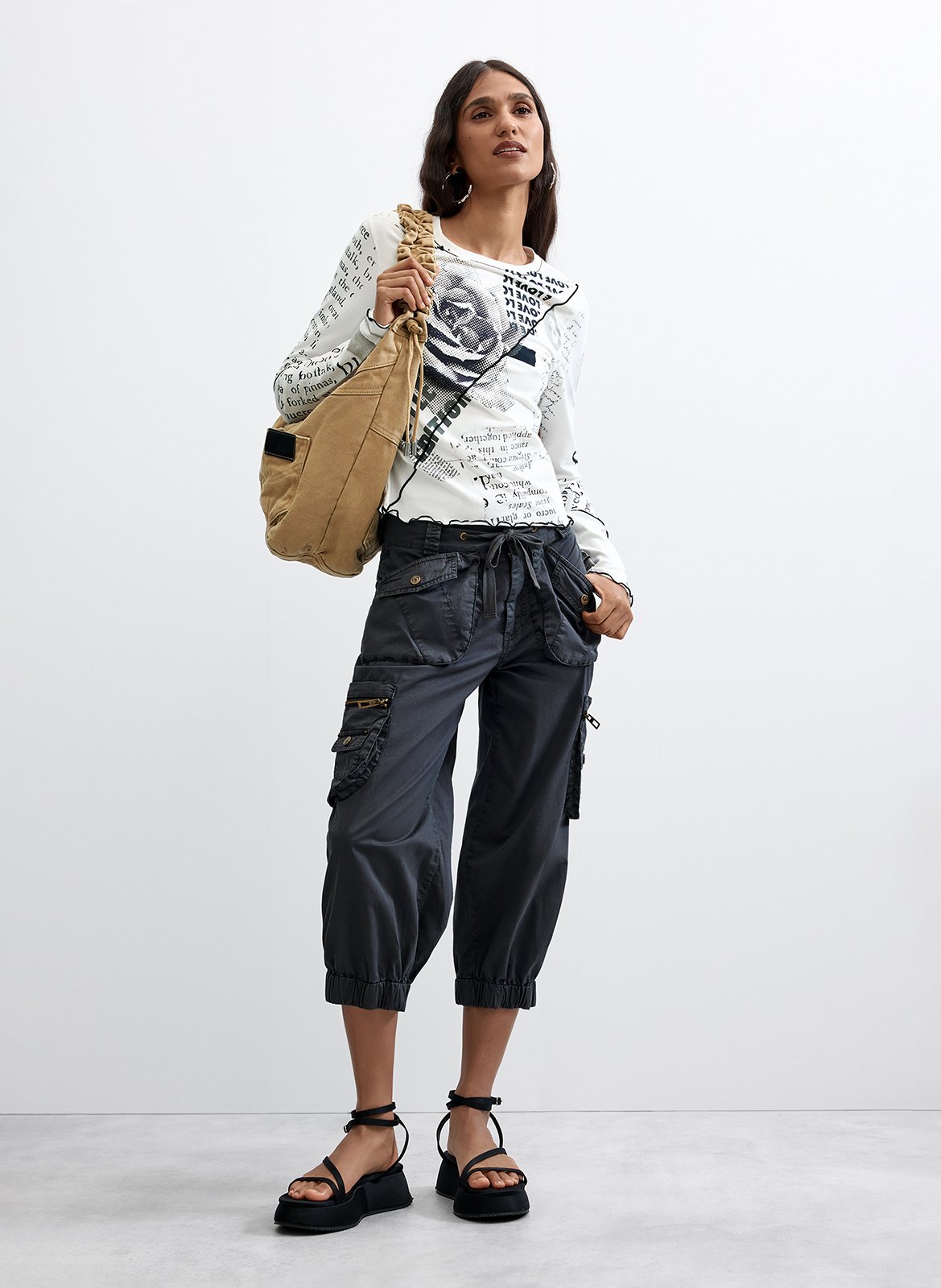 T-shirt met ronde hals - katoenblend DESIGUAL Wit