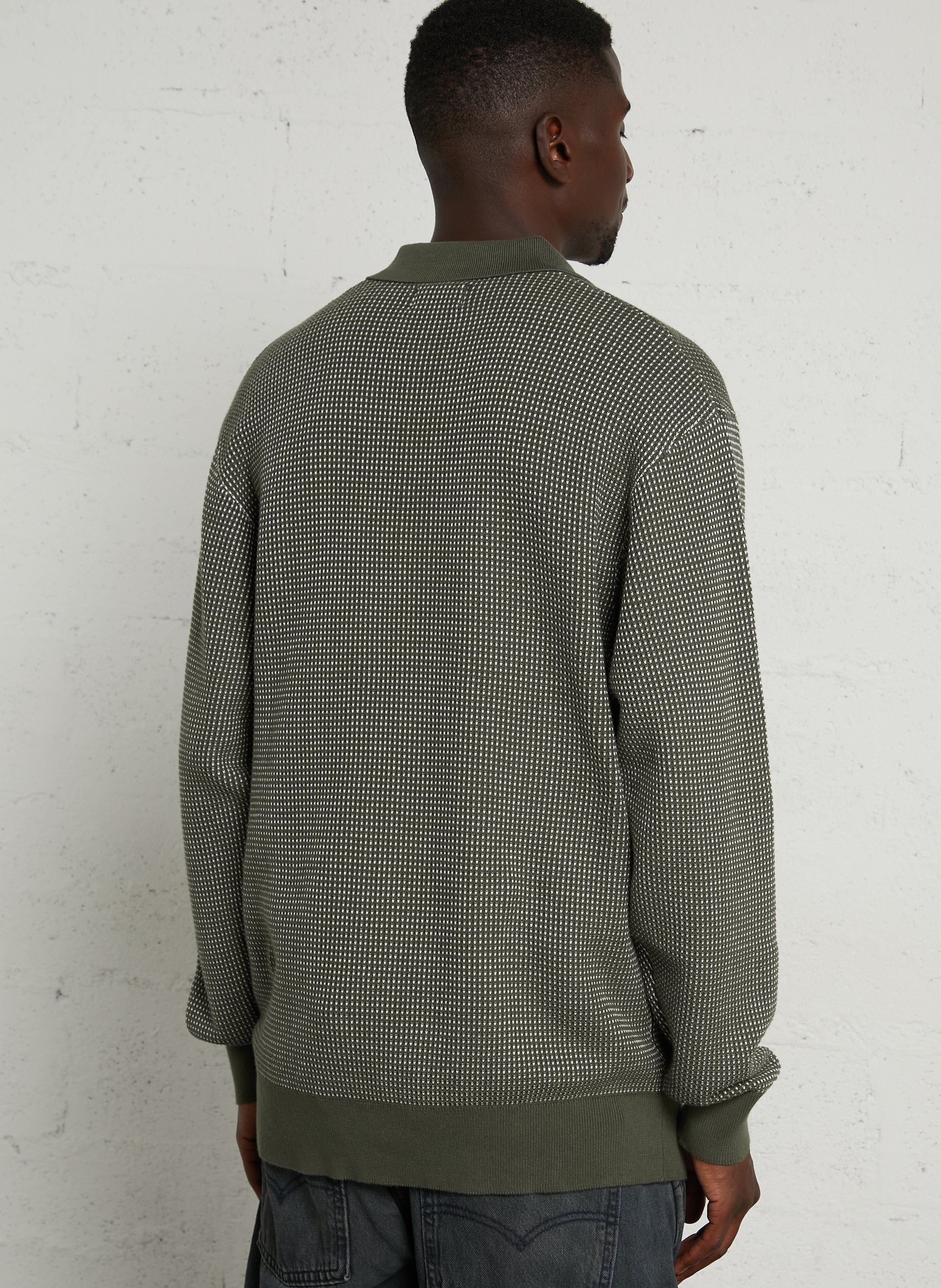 Pull col classique en coton biologique FARAH Vert