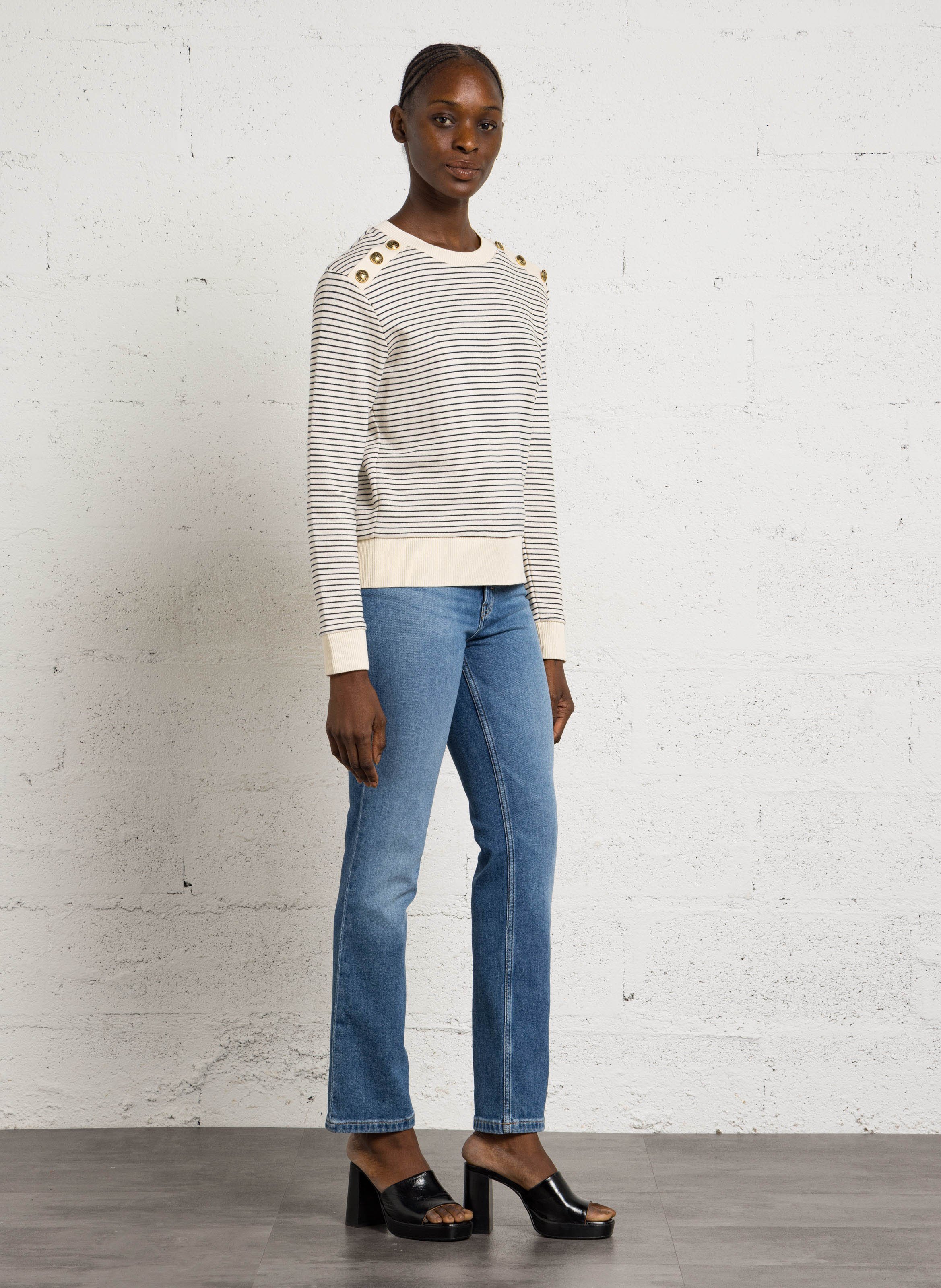 Striped cotton sweater MAISON 123 Beige