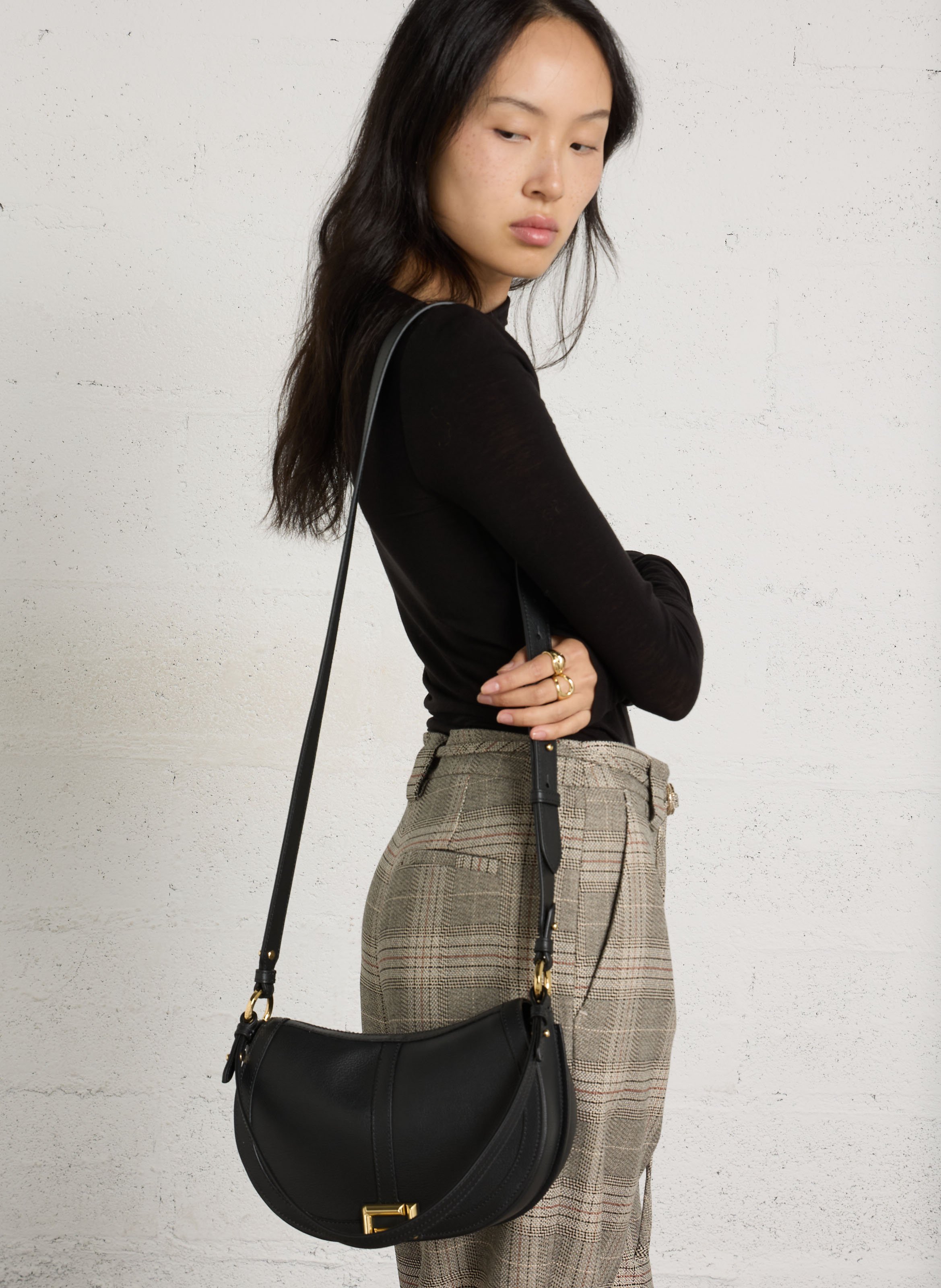 Sac bandoulière en cuir de vachette LANCEL Noir