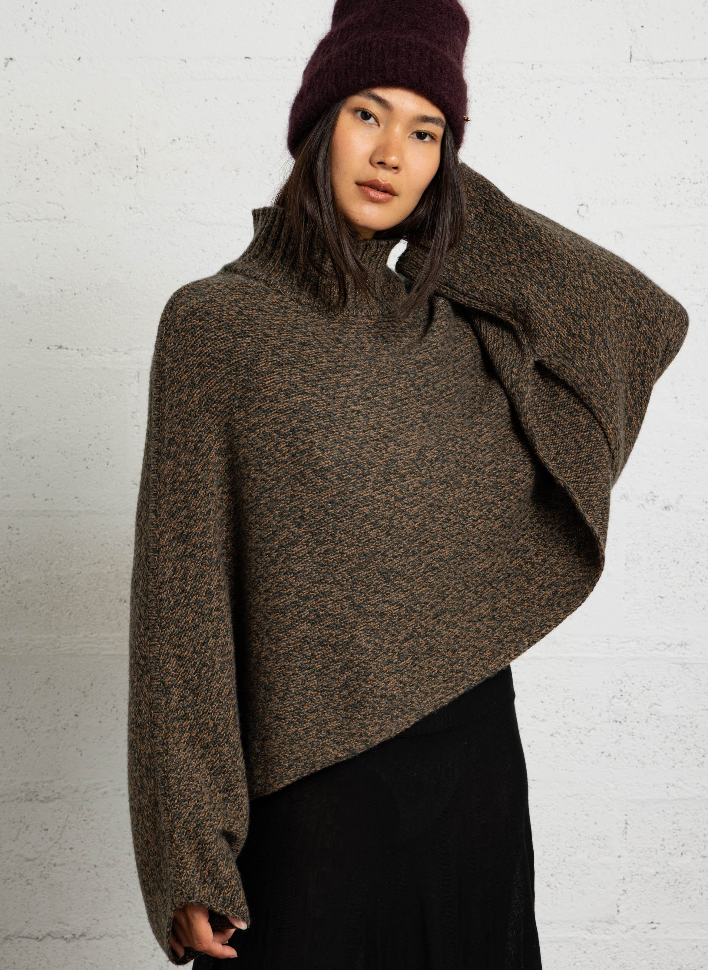 Pull oversize col montant en laine MARGAUX LONNBERG Vert