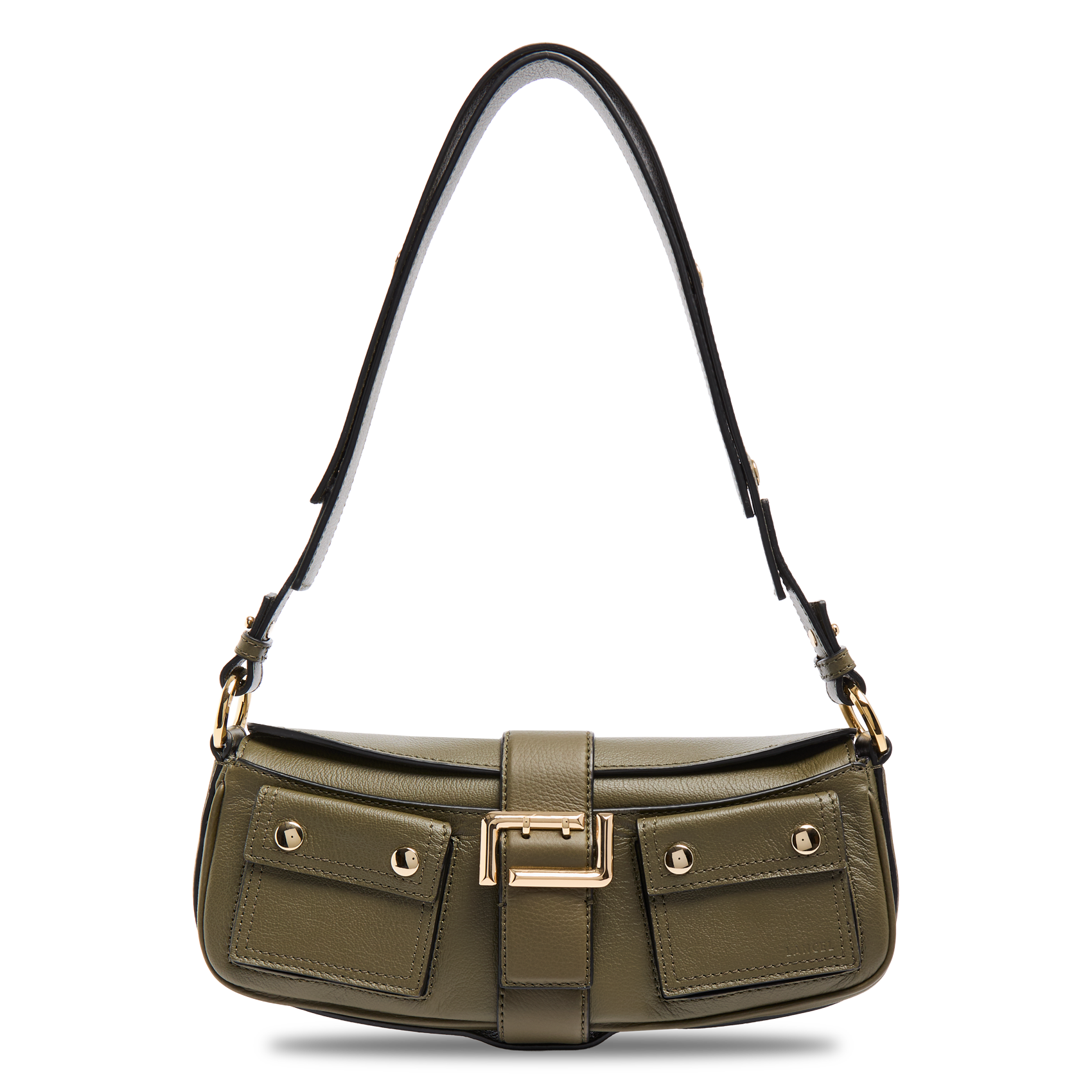 Solid leather shoulder bag LANCEL Khaki
