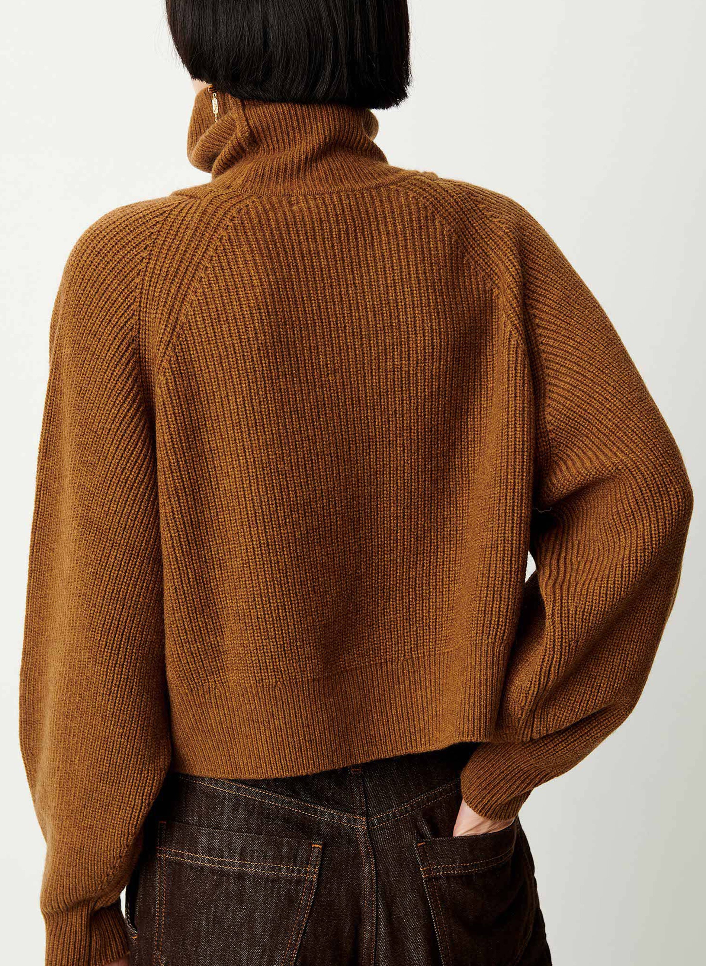 Pull oversize col roulé en laine mélangée SESSUN Marron