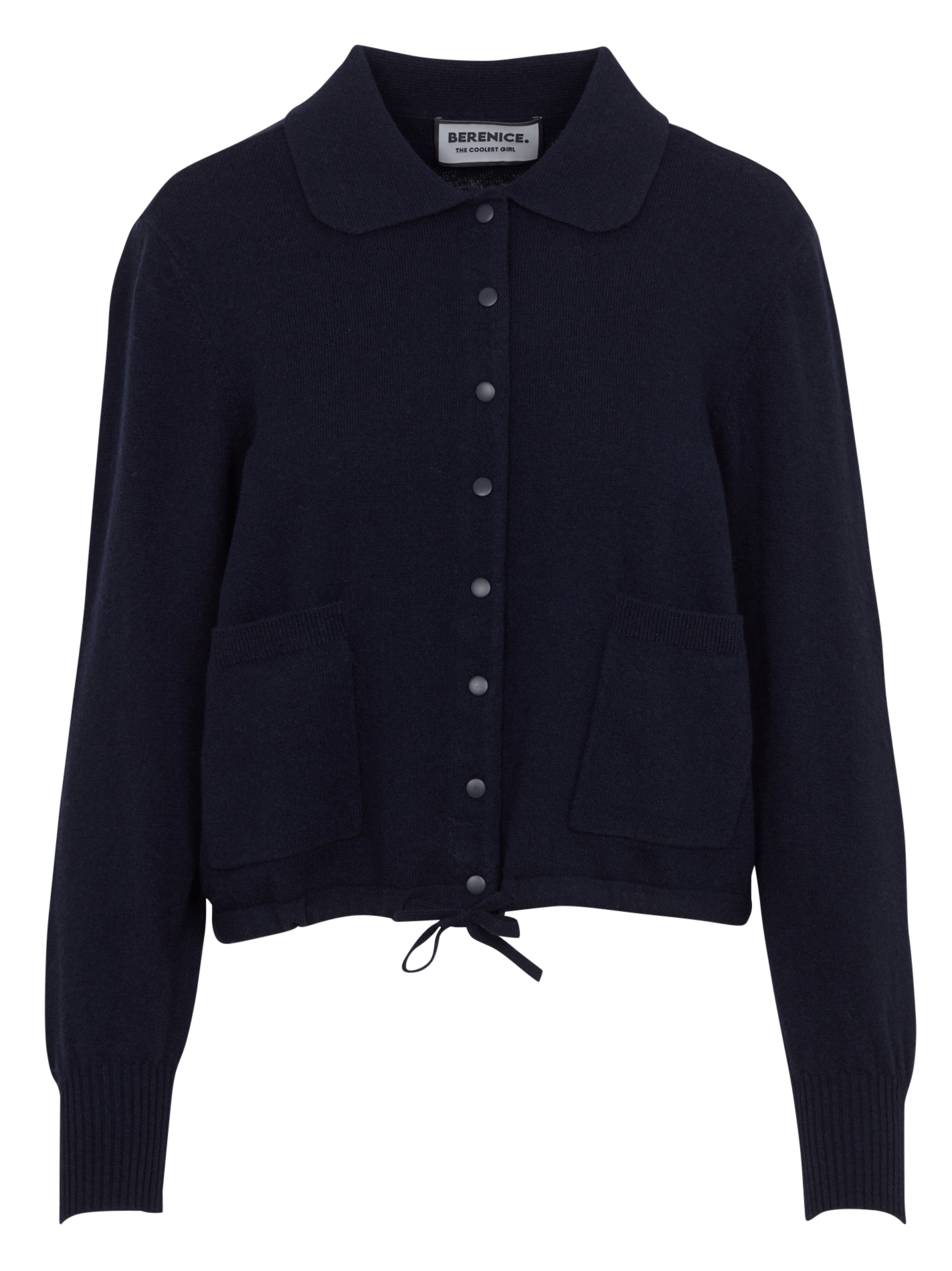 Cardigan droit col classique en laine BERENICE Bleu