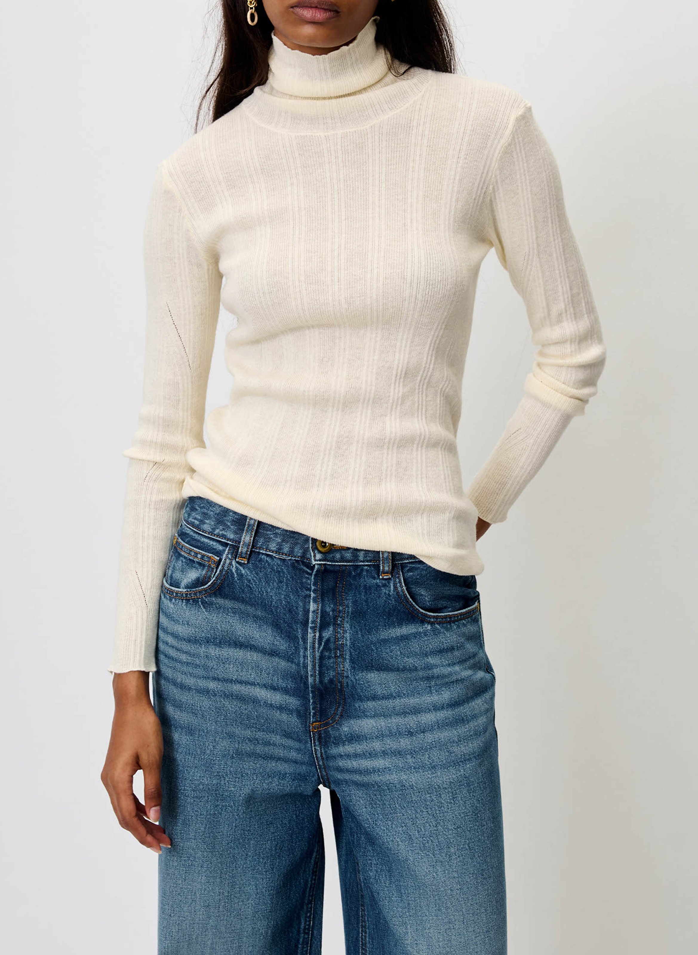 Eng anliegender Rollkragenpullover aus Baumwollmischung SESSUN