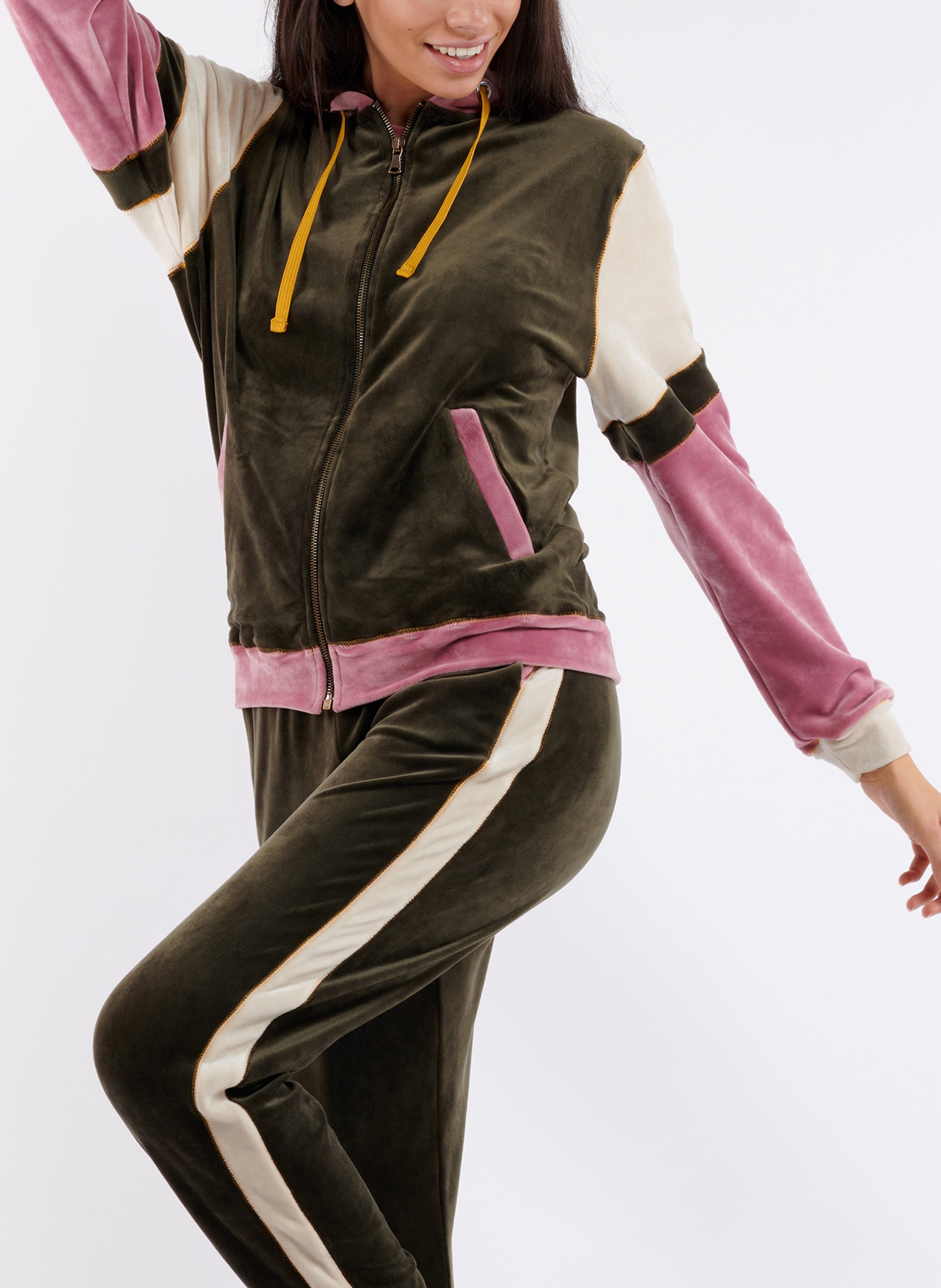 Gilet à capuche droit en velours BANANA MOON Kaki