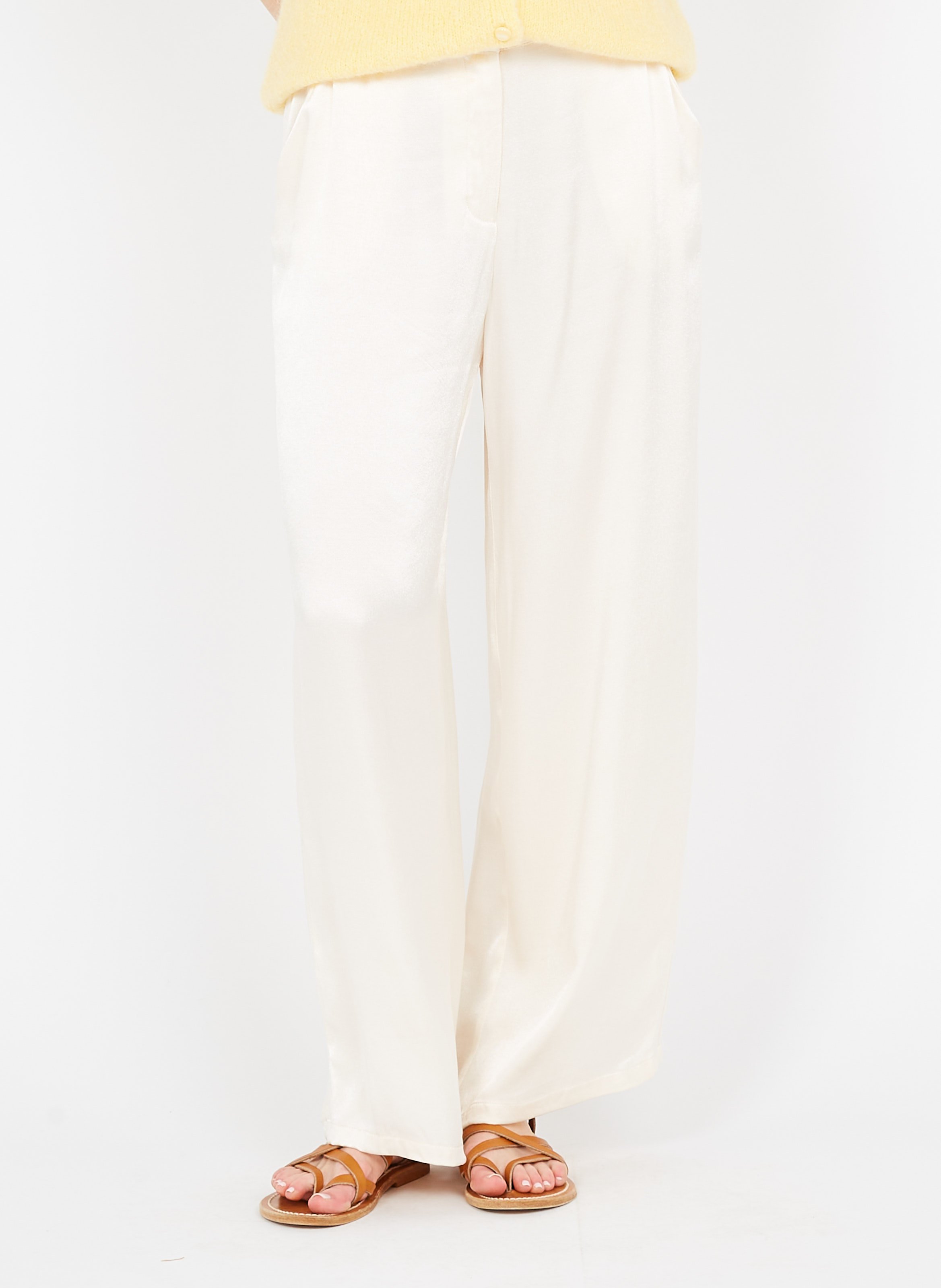 Pantalon large  VILA Beige