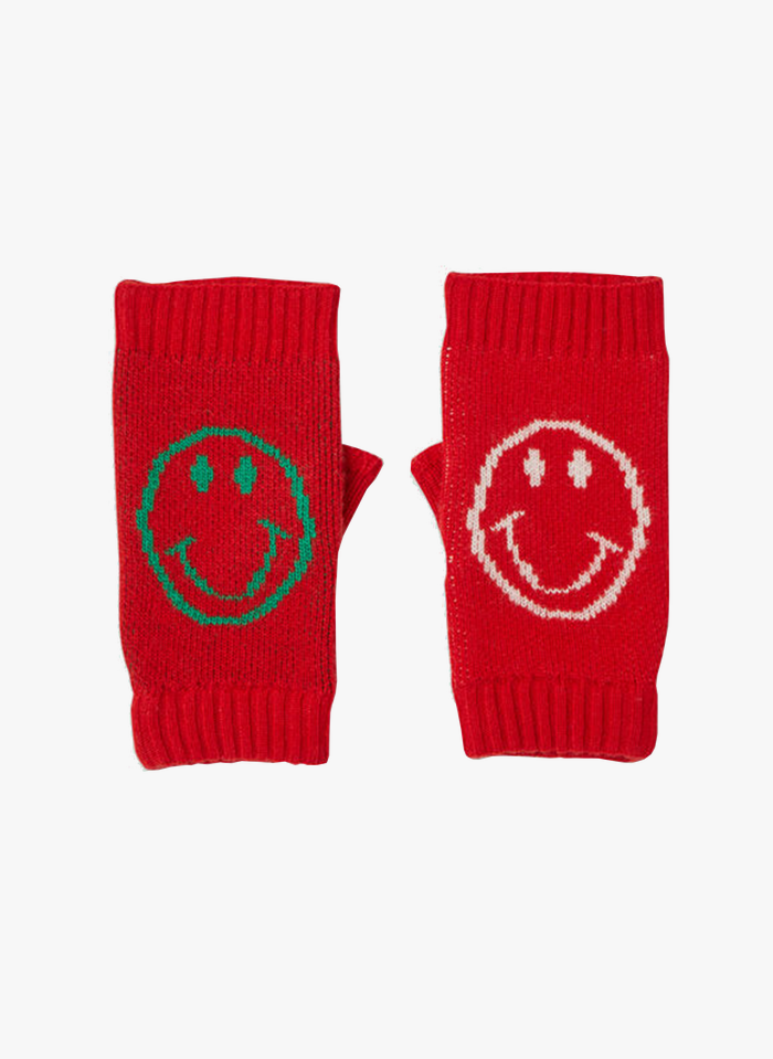 SANDRO Vingerloze handschoenen met Smiley-motief  wolblend | Rood