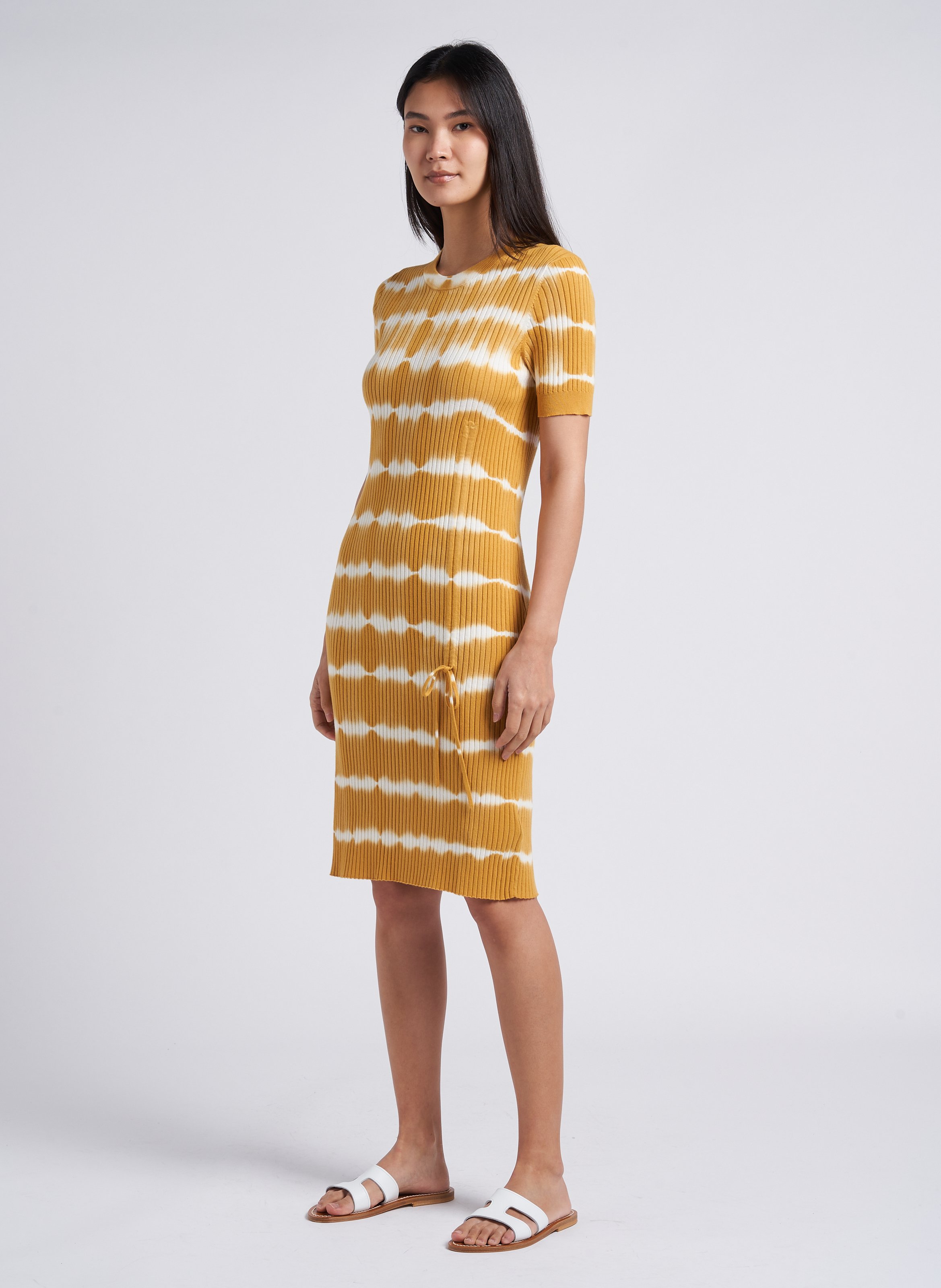 Organic cotton tie-dye print round-neck midi dress PAUL SMITH Yellow