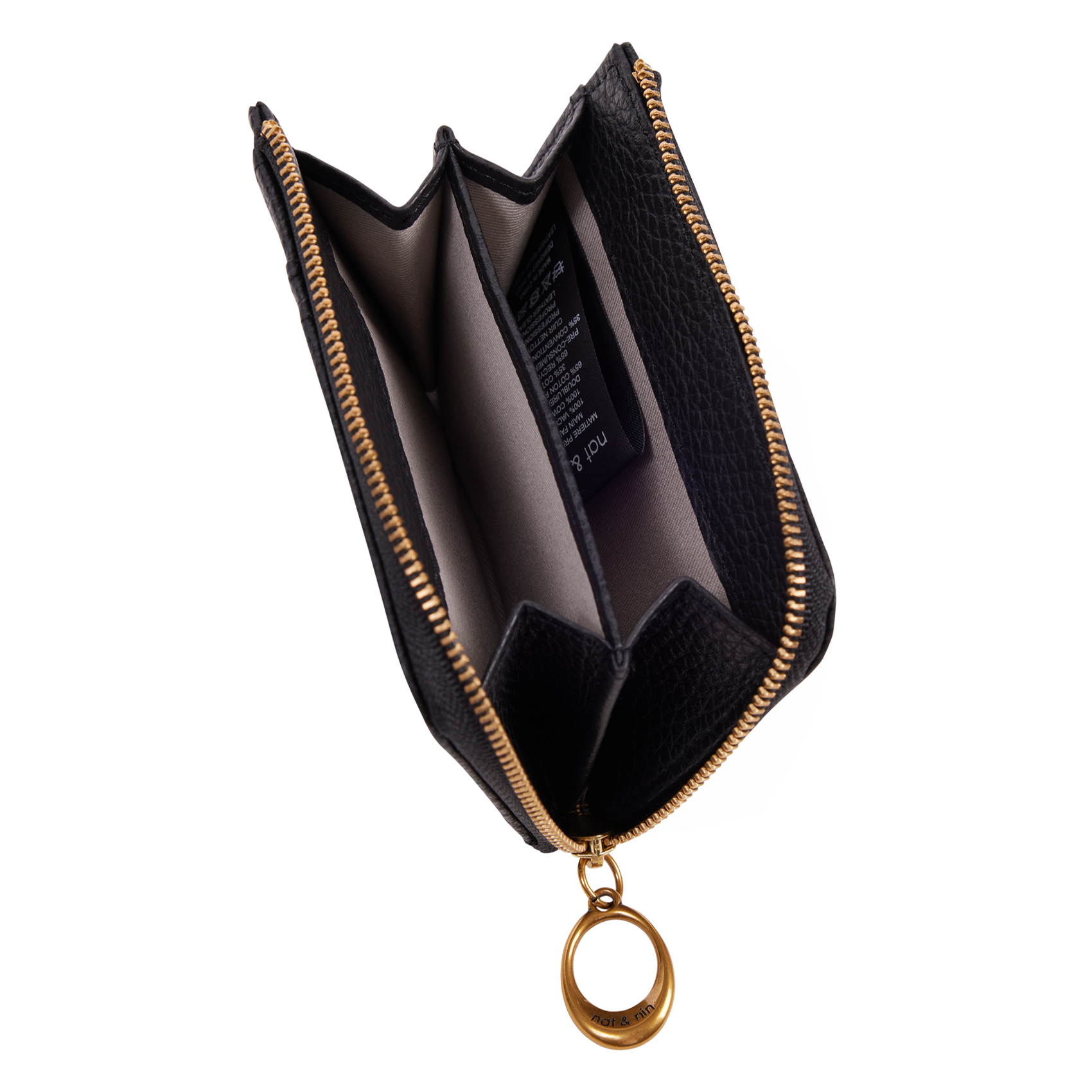 Porte-cartes en cuir grainé NAT & NIN Noir