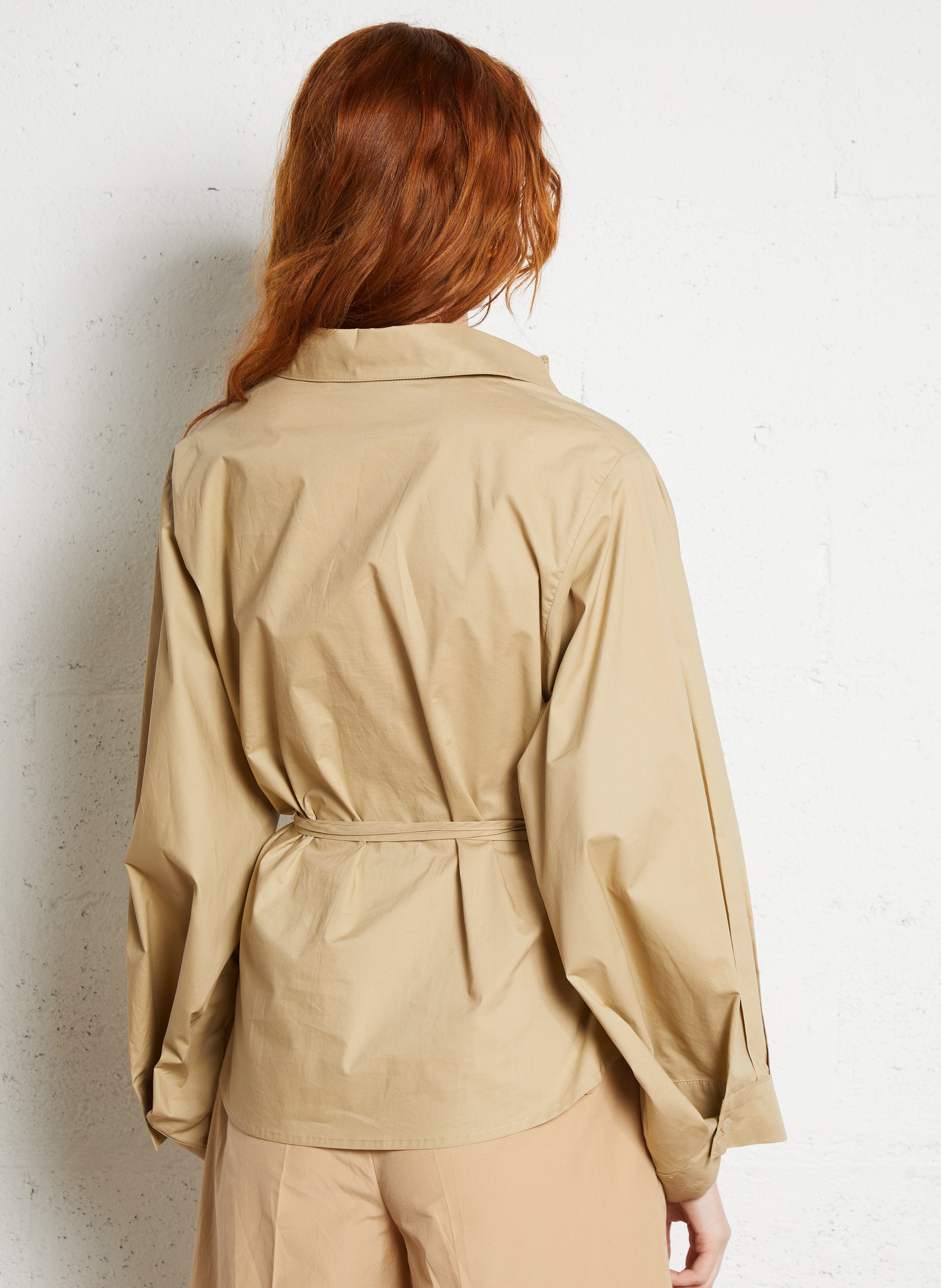 Camisa holgada con lazos de algodón ATTIC AND BARN Beige