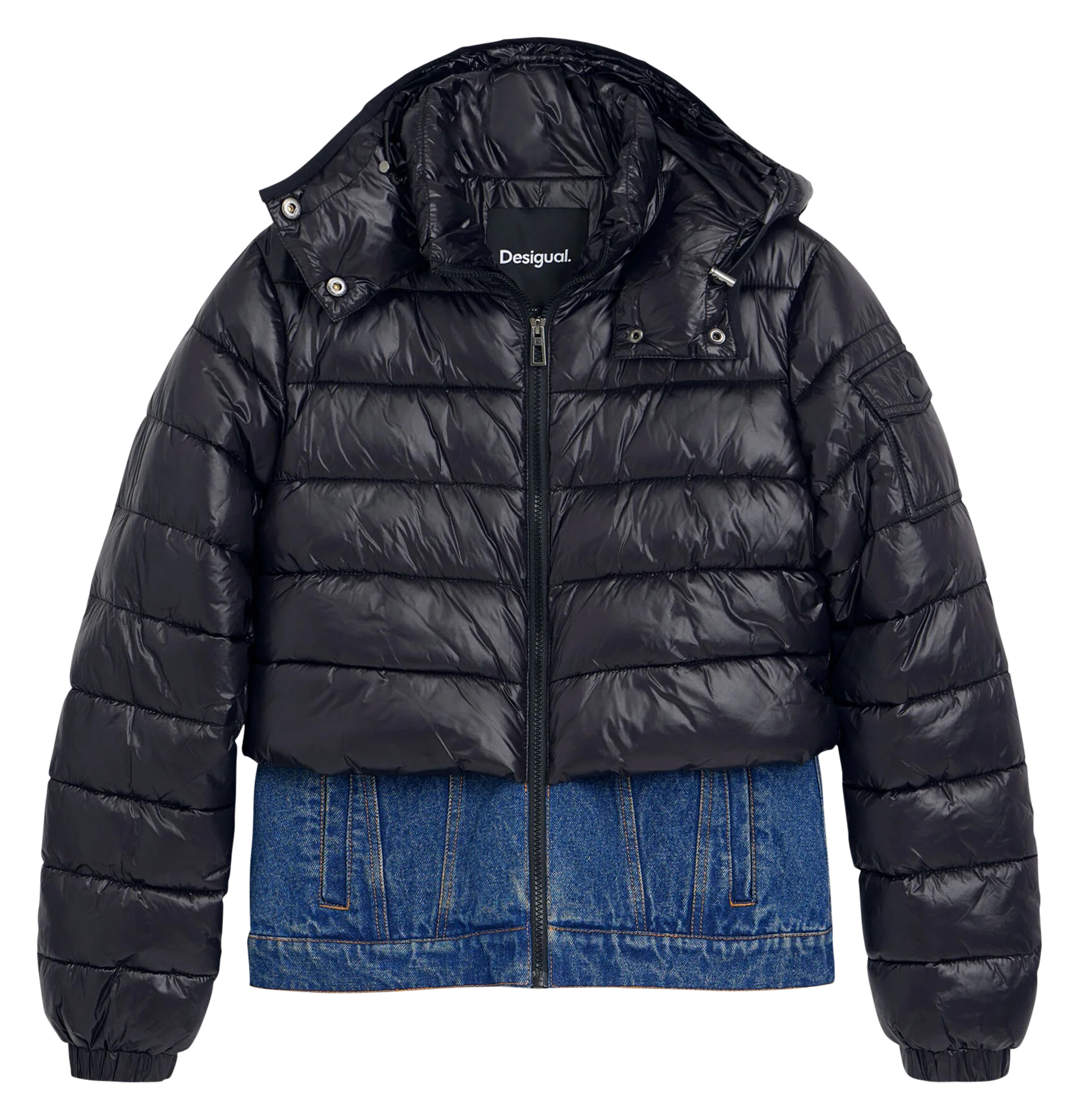 Desigual Damen Desigual Steppjacke Lange Daunenjacke Mit Kapuze