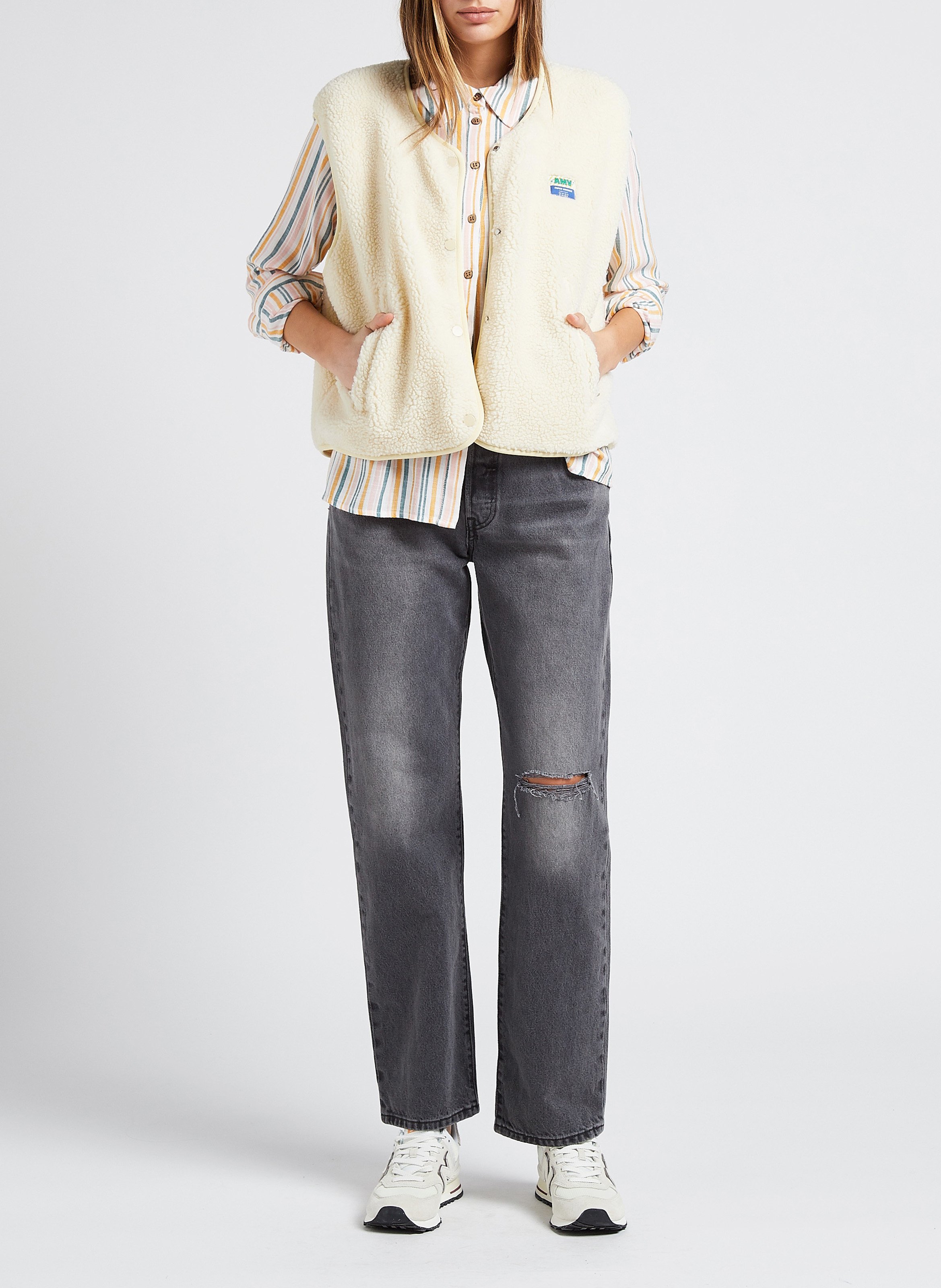 Weste aus Sweatstoff mit Rundhalskragen AMERICAN VINTAGE Beige