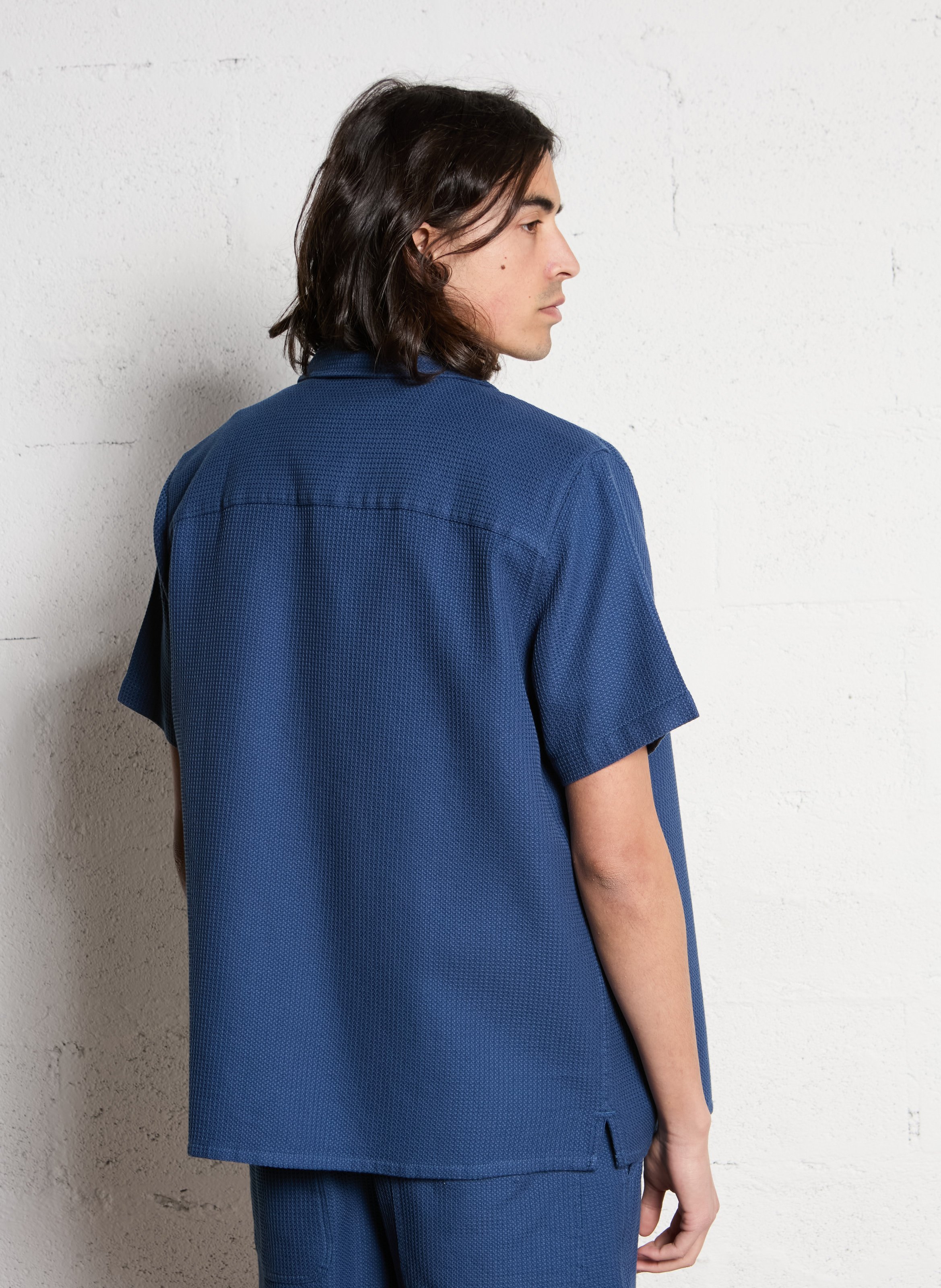 Oversized organic cotton shirt with classic collar FARAH Blue